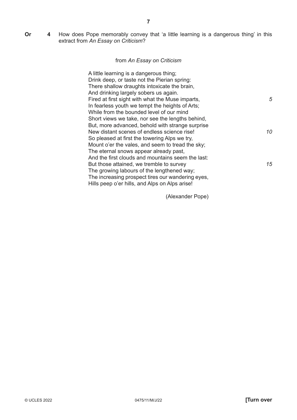 Cambridge IGCSE English - Literature in English 0475 2022 May/June Paper 1 · Variant 1 question paper, page 7 of 28