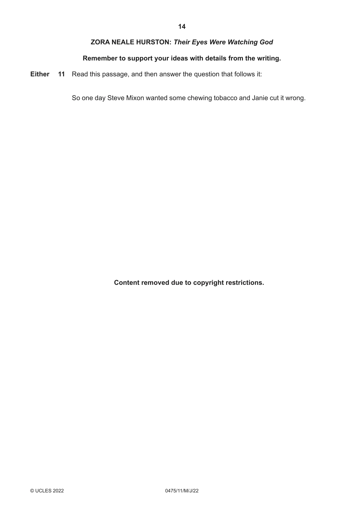Cambridge IGCSE English - Literature in English 0475 2022 May/June Paper 1 · Variant 1 question paper, page 14 of 28