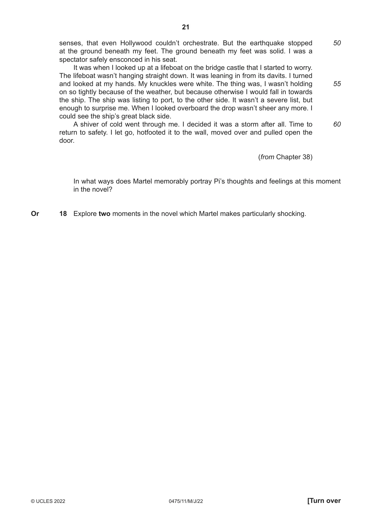 Cambridge IGCSE English - Literature in English 0475 2022 May/June Paper 1 · Variant 1 question paper, page 21 of 28