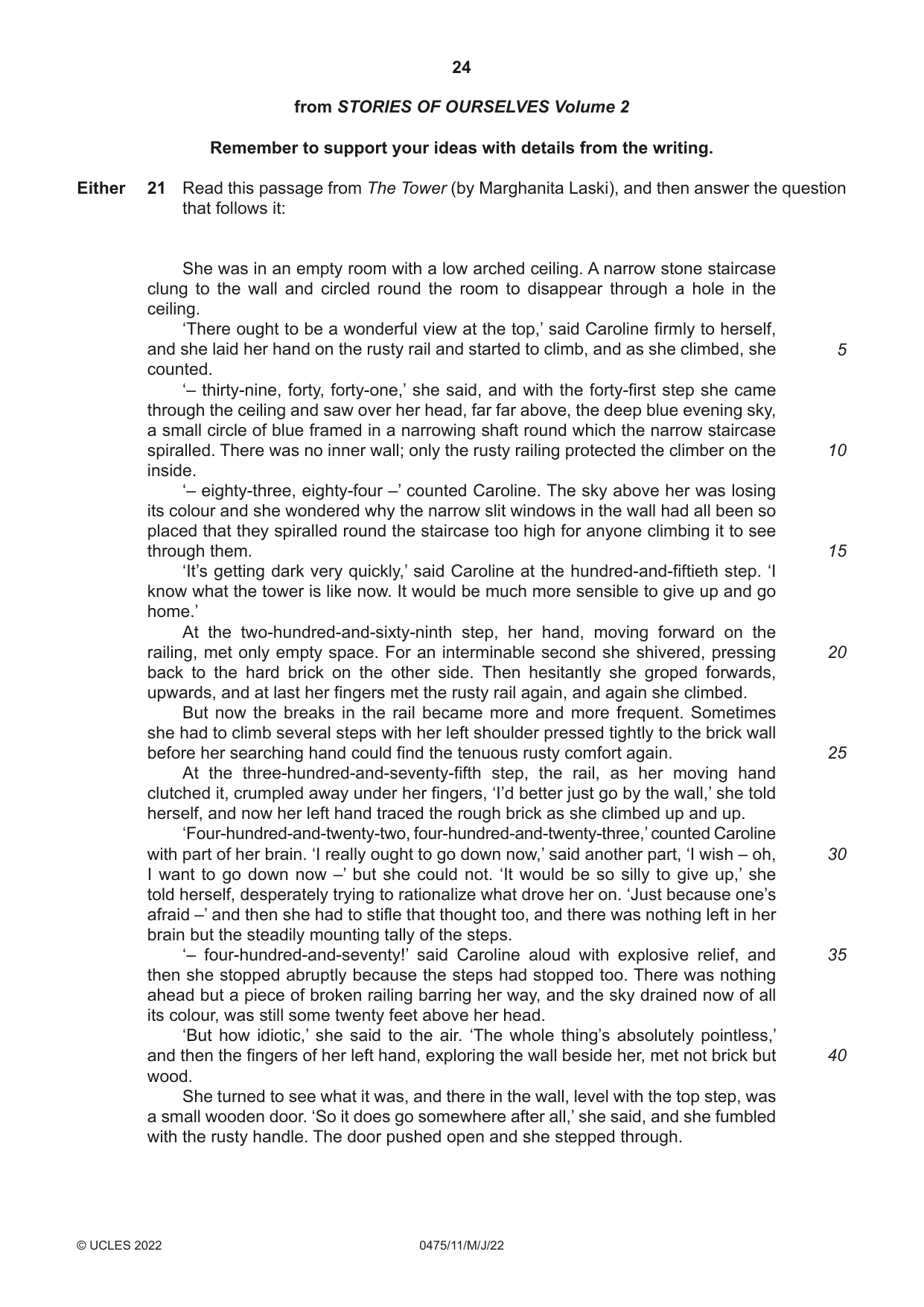 Cambridge IGCSE English - Literature in English 0475 2022 May/June Paper 1 · Variant 1 question paper, page 24 of 28