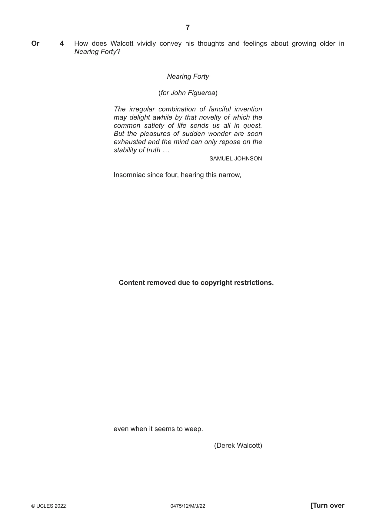 Cambridge IGCSE English - Literature in English 0475 2022 May/June Paper 1 · Variant 2 question paper, page 7 of 28