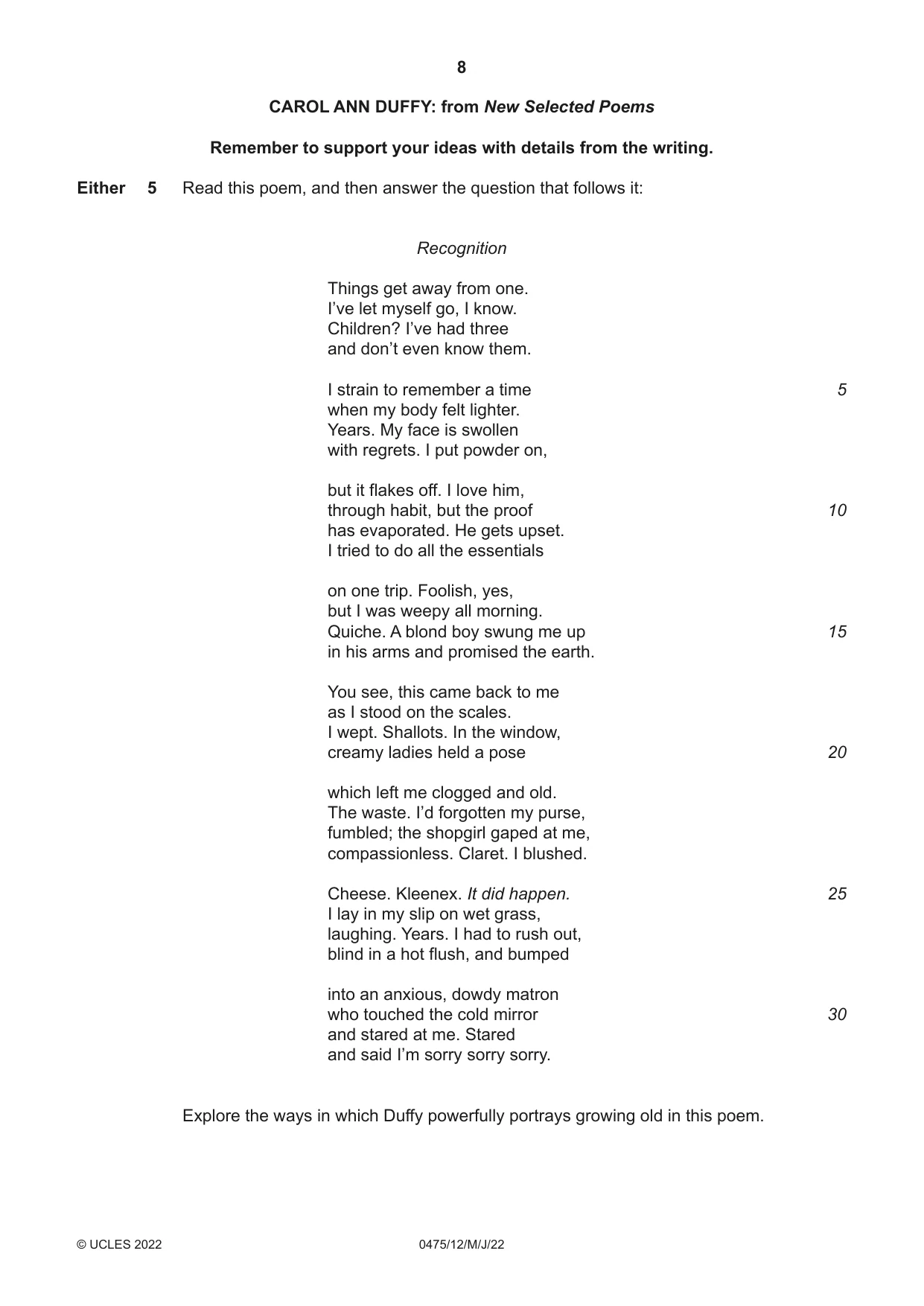 Cambridge IGCSE English - Literature in English 0475 2022 May/June Paper 1 · Variant 2 question paper, page 8 of 28