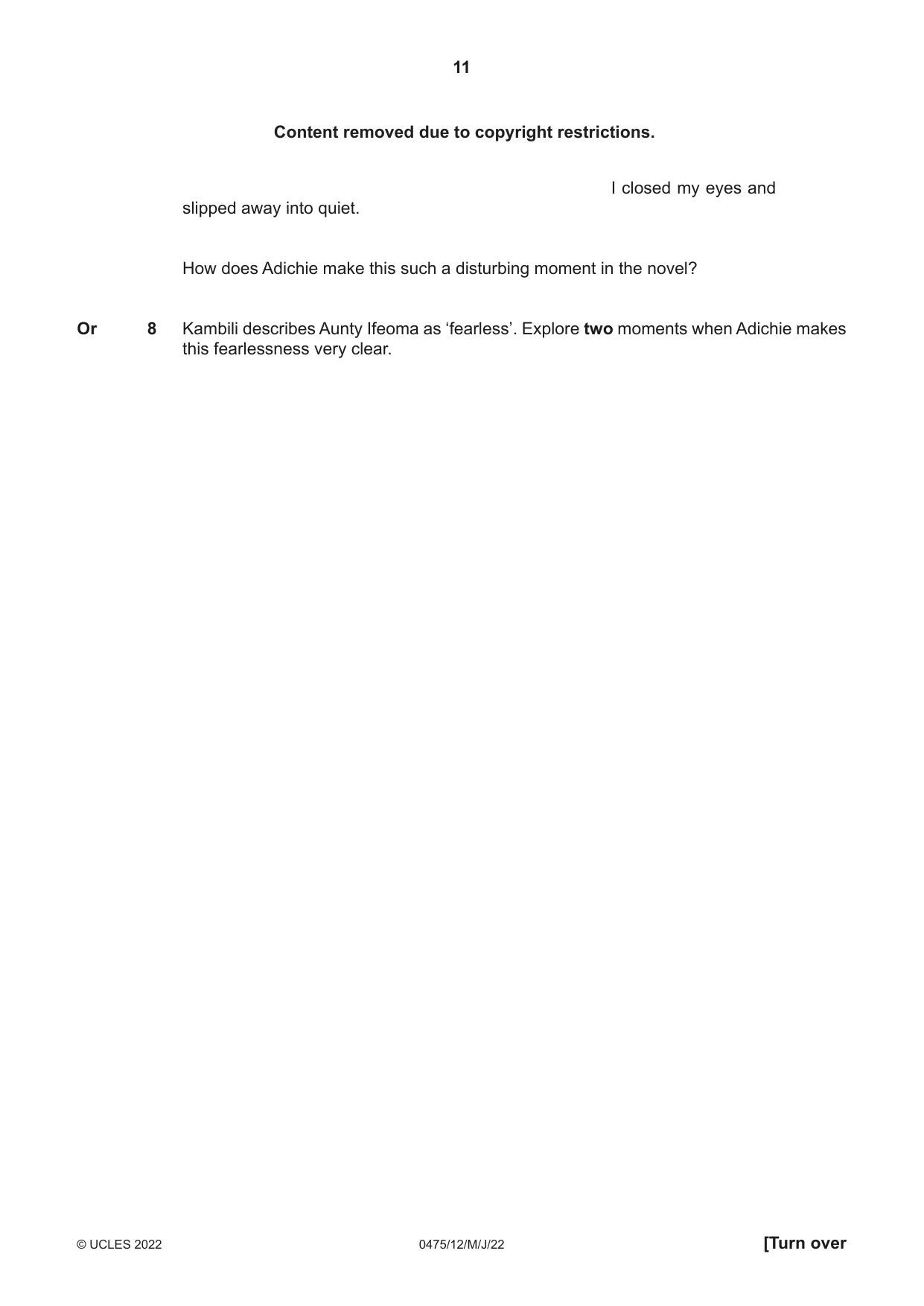 Cambridge IGCSE English - Literature in English 0475 2022 May/June Paper 1 · Variant 2 question paper, page 11 of 28