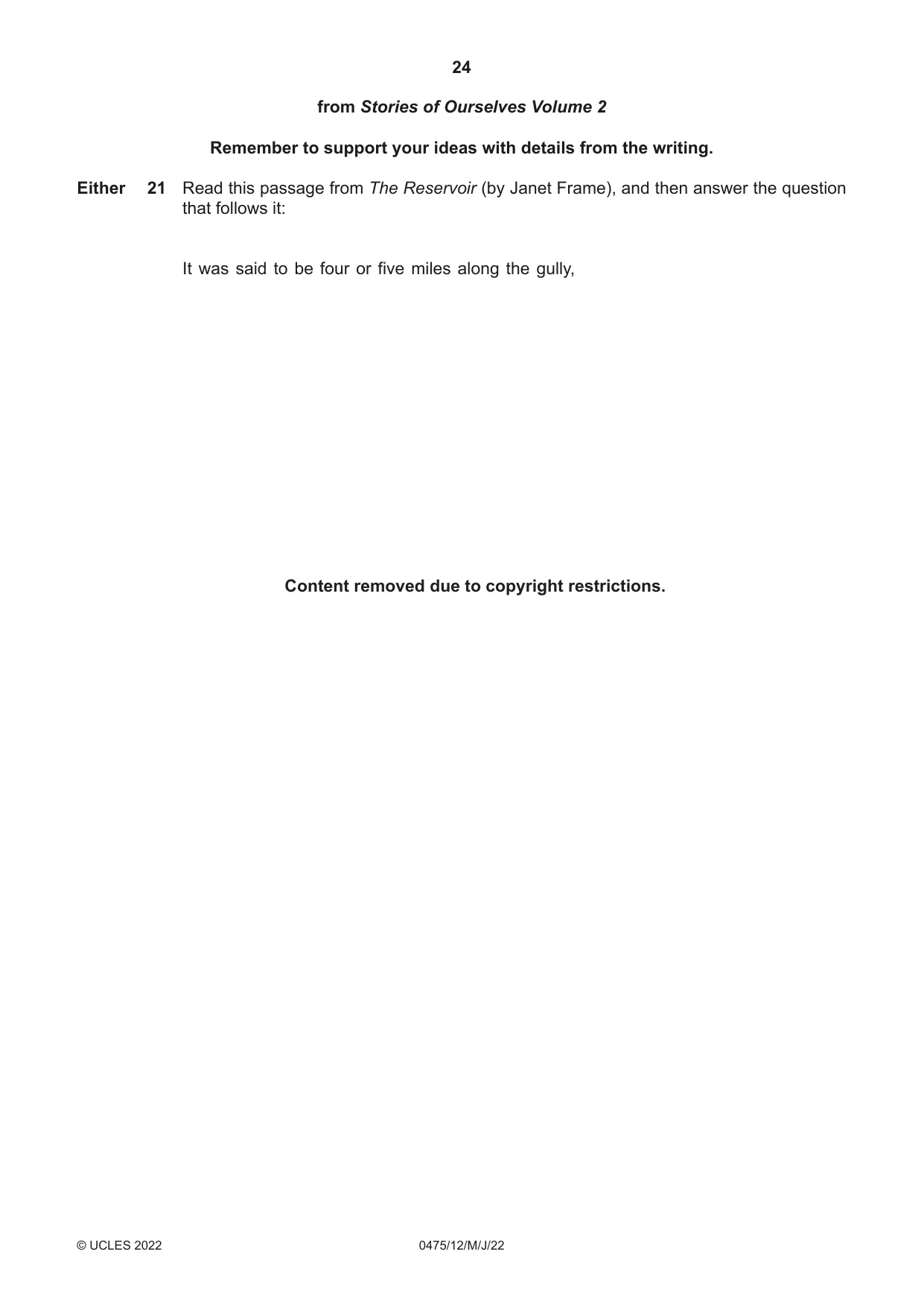 Cambridge IGCSE English - Literature in English 0475 2022 May/June Paper 1 · Variant 2 question paper, page 24 of 28
