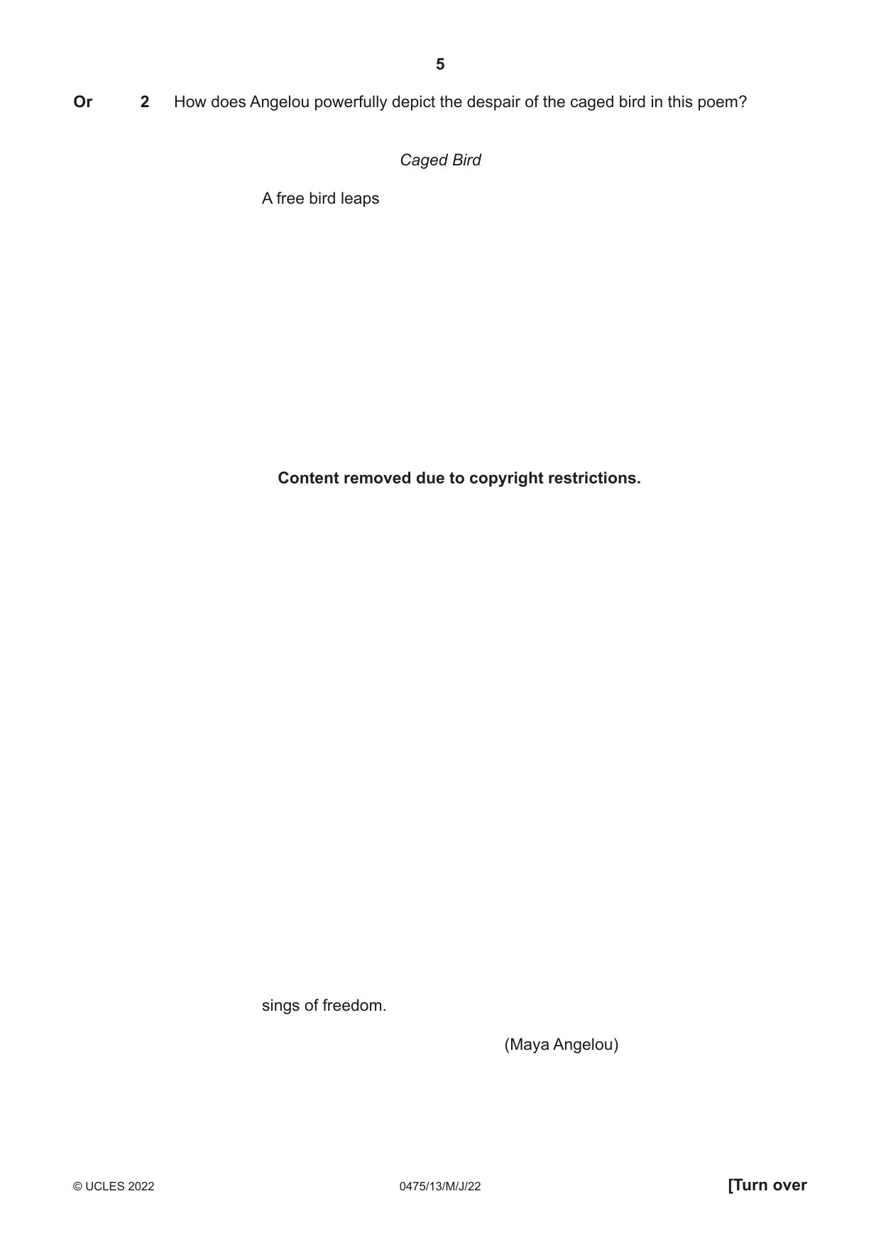 Cambridge IGCSE English - Literature in English 0475 2022 May/June Paper 1 · Variant 3 question paper, page 5 of 28