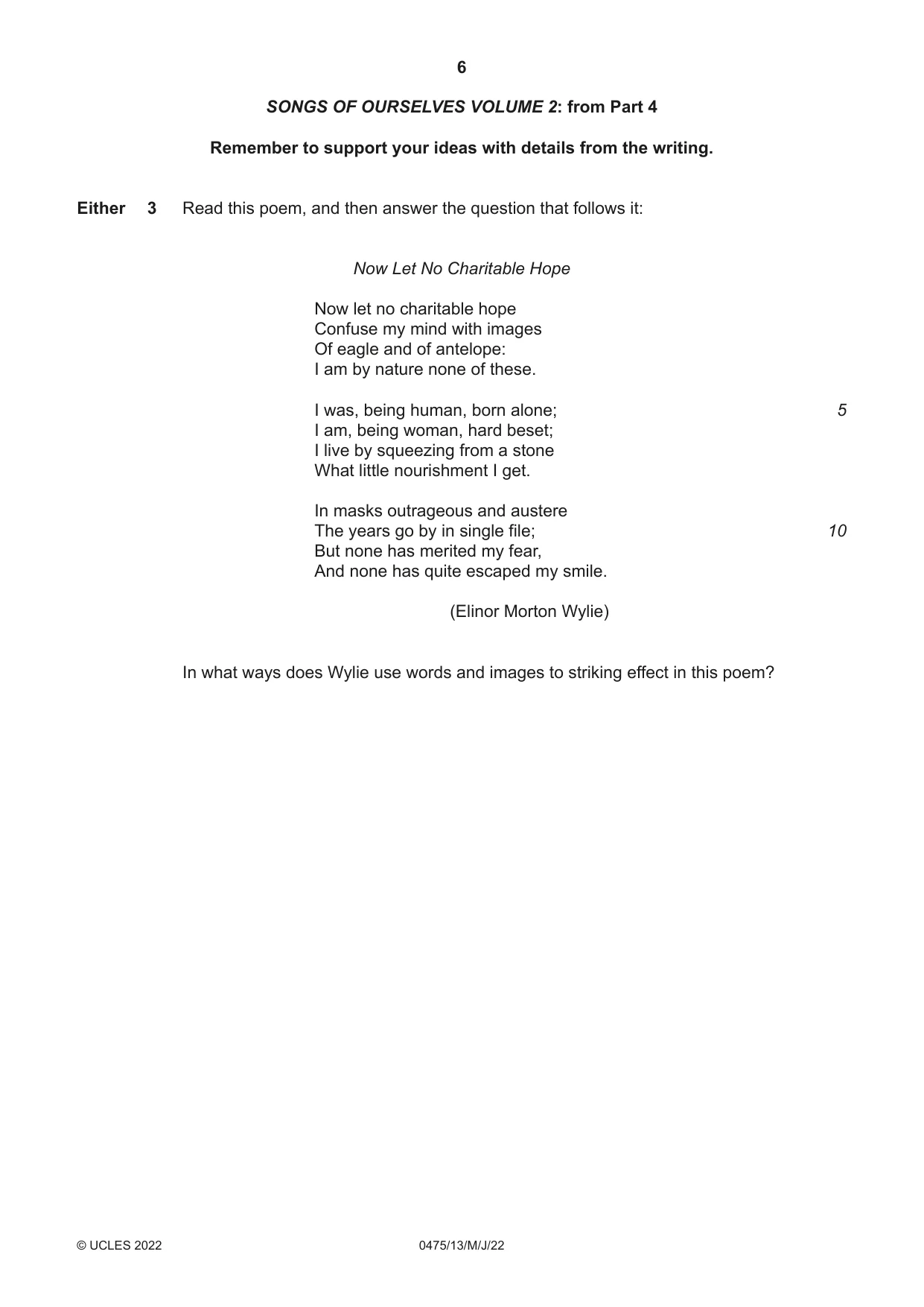Cambridge IGCSE English - Literature in English 0475 2022 May/June Paper 1 · Variant 3 question paper, page 6 of 28