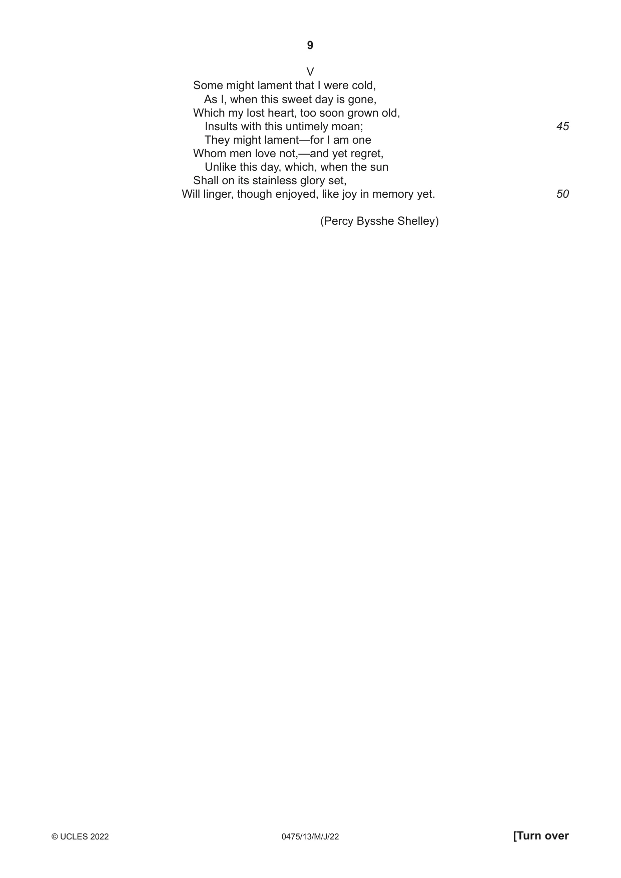 Cambridge IGCSE English - Literature in English 0475 2022 May/June Paper 1 · Variant 3 question paper, page 9 of 28