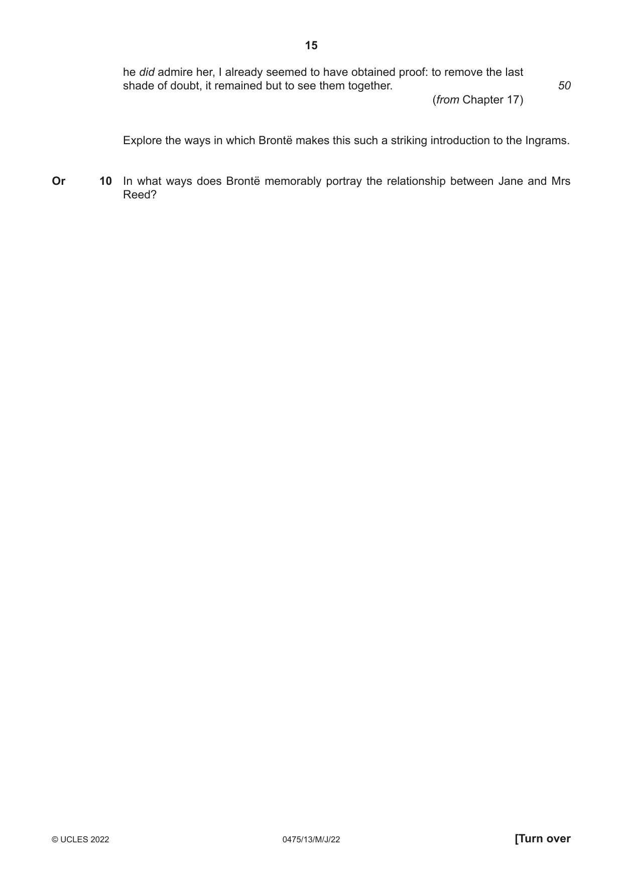 Cambridge IGCSE English - Literature in English 0475 2022 May/June Paper 1 · Variant 3 question paper, page 15 of 28