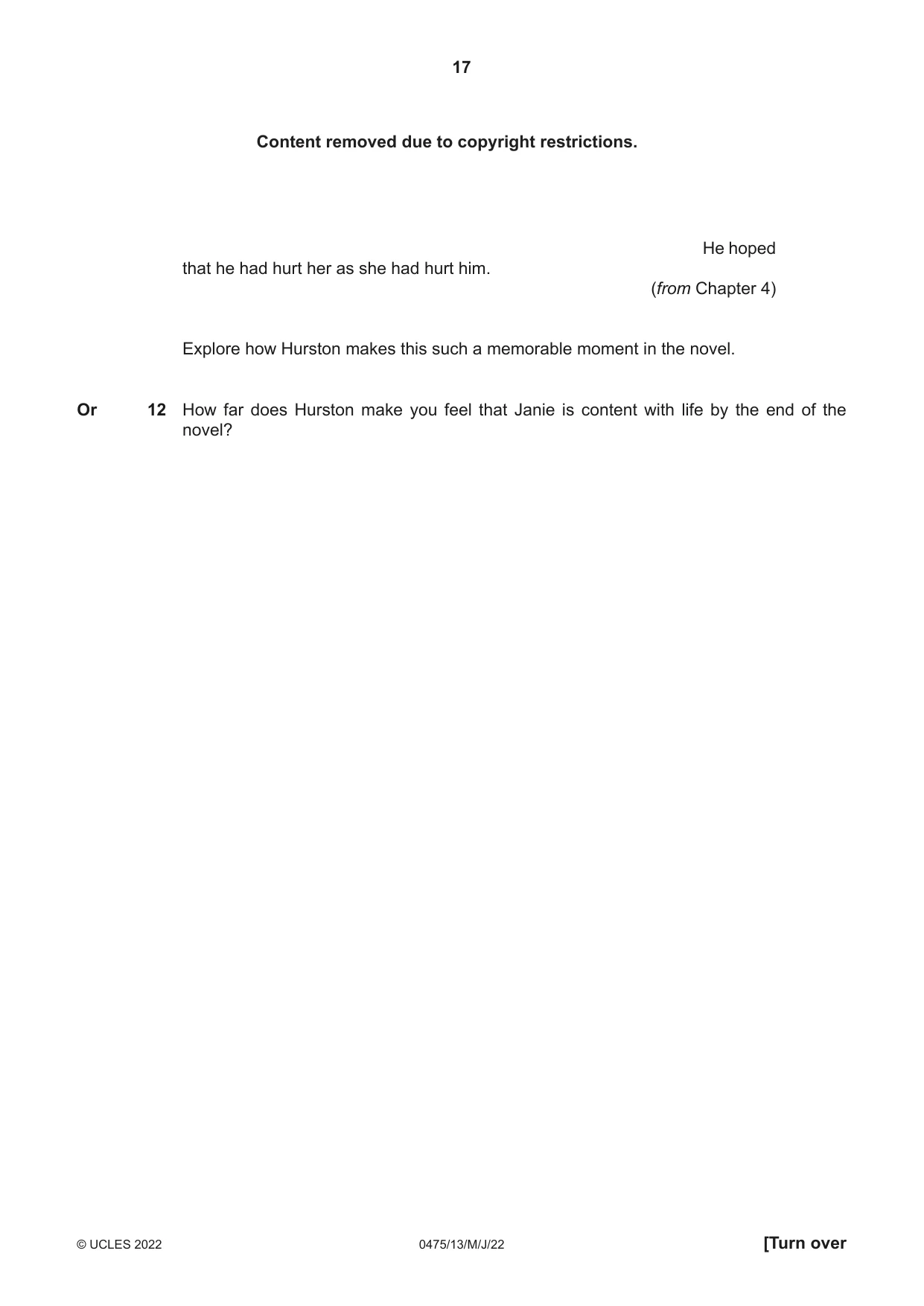 Cambridge IGCSE English - Literature in English 0475 2022 May/June Paper 1 · Variant 3 question paper, page 17 of 28