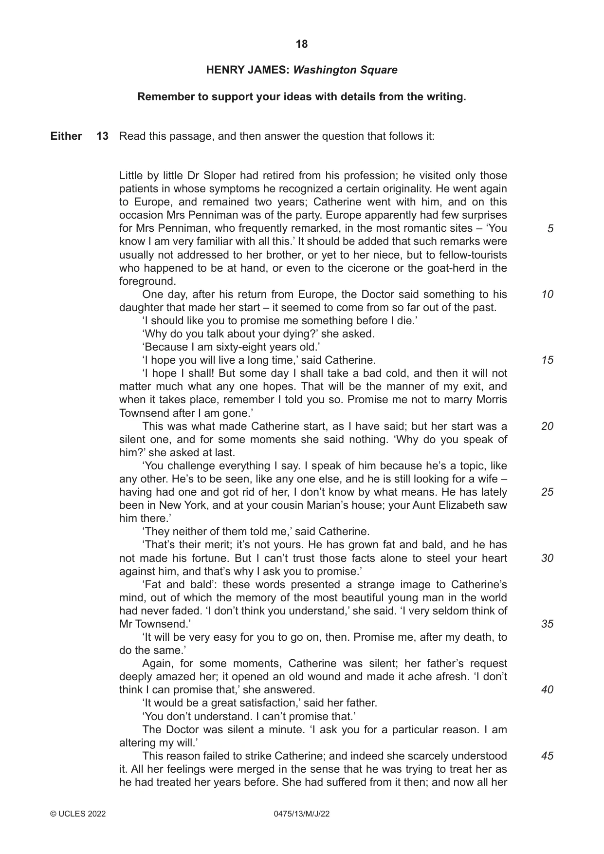 Cambridge IGCSE English - Literature in English 0475 2022 May/June Paper 1 · Variant 3 question paper, page 18 of 28