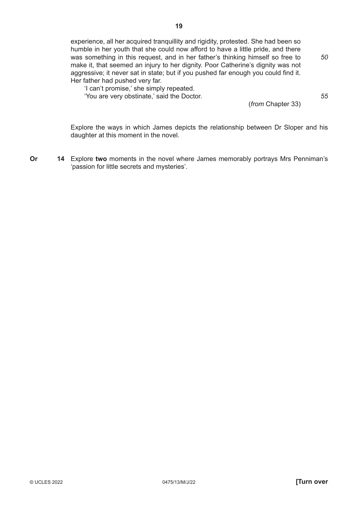 Cambridge IGCSE English - Literature in English 0475 2022 May/June Paper 1 · Variant 3 question paper, page 19 of 28