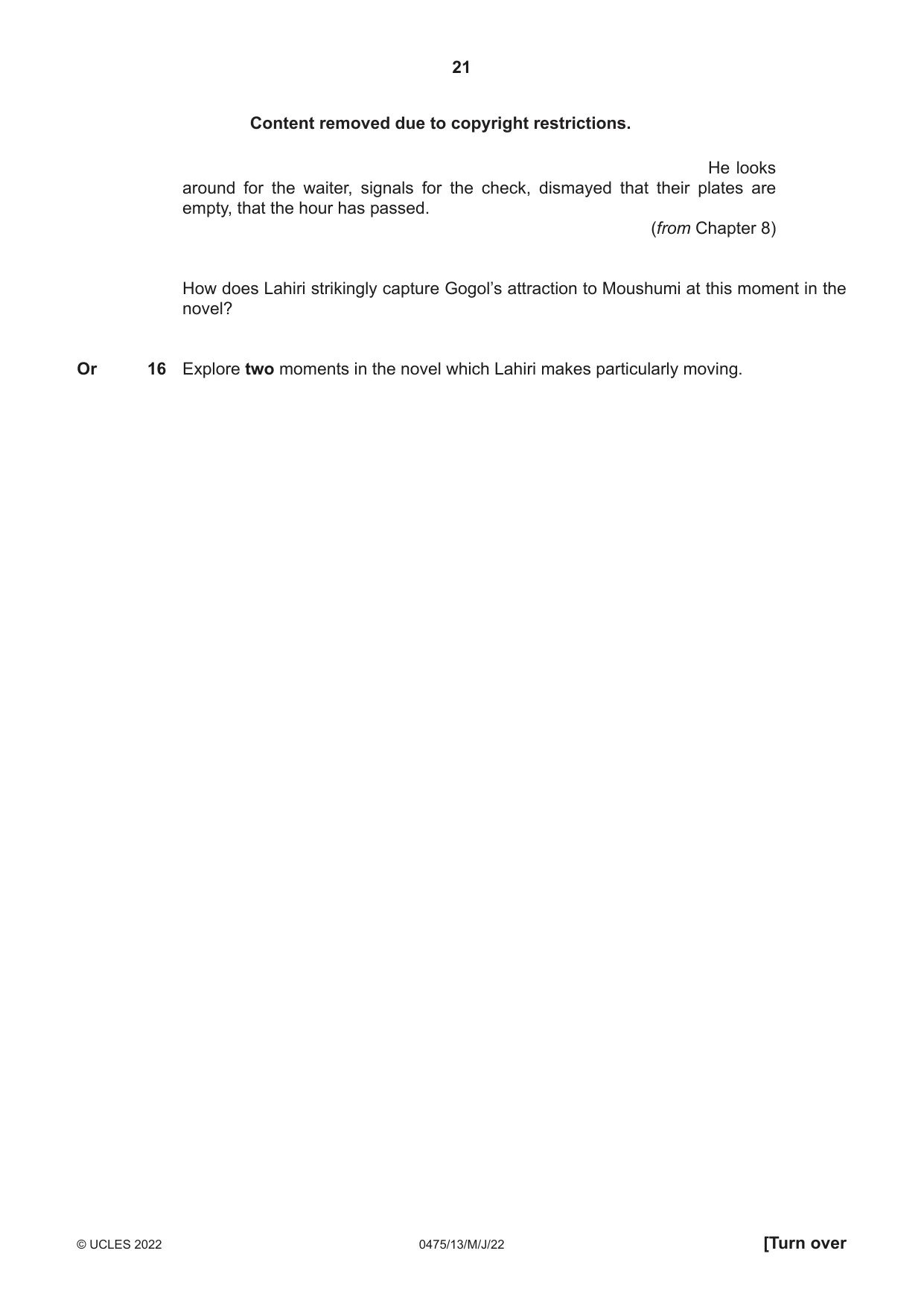 Cambridge IGCSE English - Literature in English 0475 2022 May/June Paper 1 · Variant 3 question paper, page 21 of 28