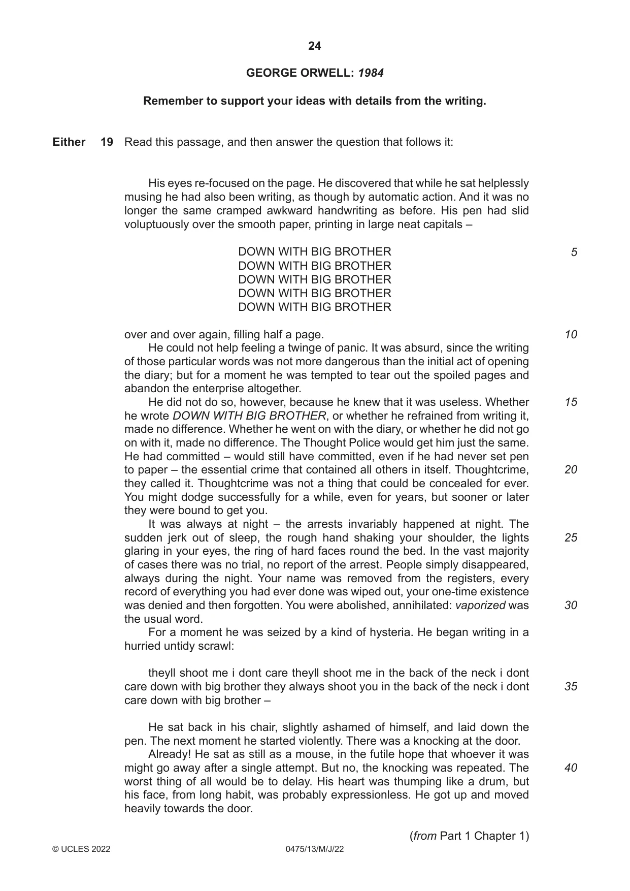 Cambridge IGCSE English - Literature in English 0475 2022 May/June Paper 1 · Variant 3 question paper, page 24 of 28
