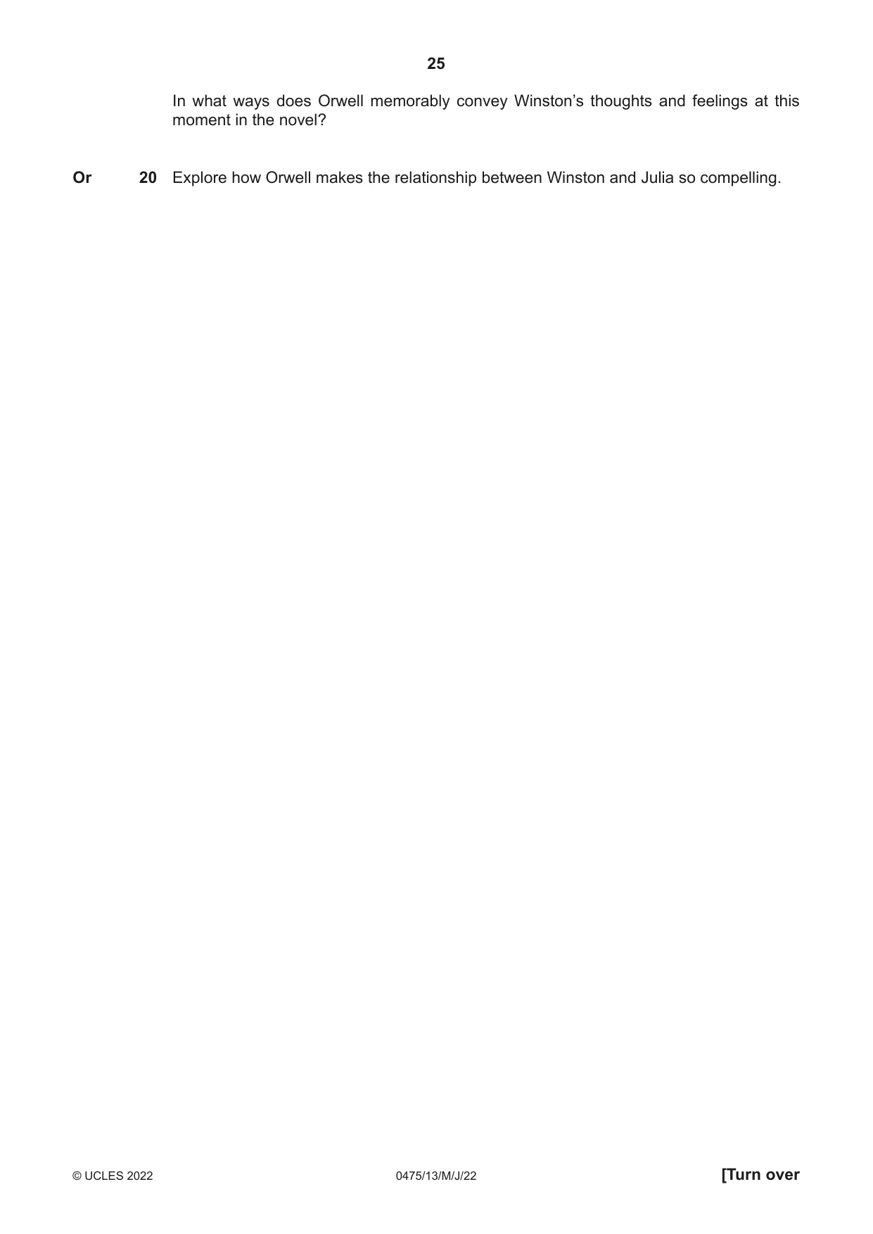 Cambridge IGCSE English - Literature in English 0475 2022 May/June Paper 1 · Variant 3 question paper, page 25 of 28