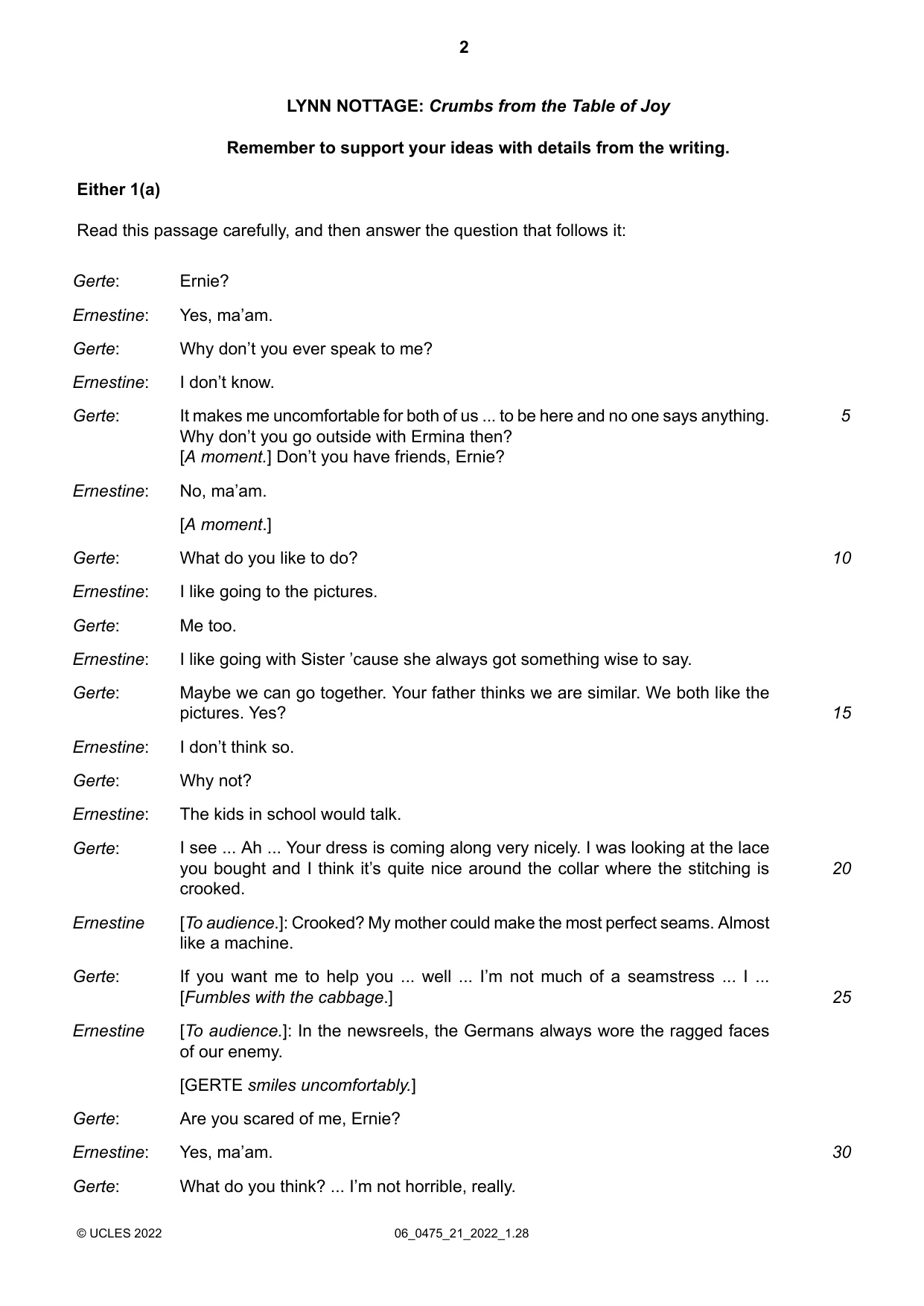 Cambridge IGCSE English - Literature in English 0475 2022 May/June Paper 2 · Variant 1 question paper, page 2 of 12