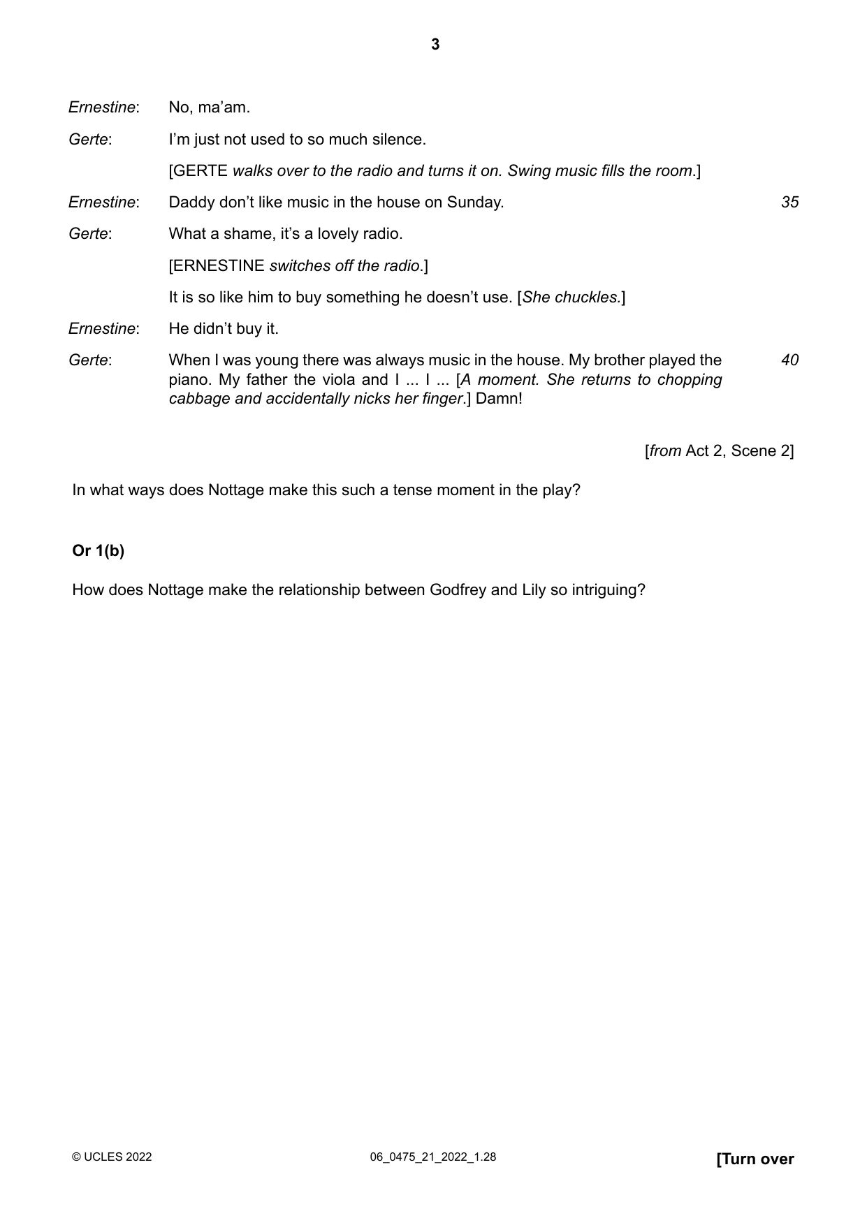 Cambridge IGCSE English - Literature in English 0475 2022 May/June Paper 2 · Variant 1 question paper, page 3 of 12