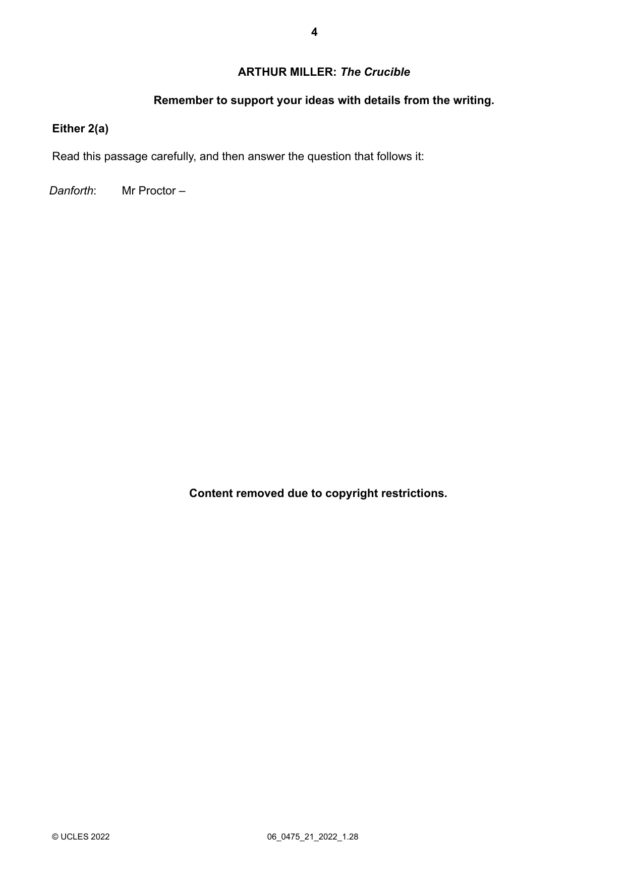 Cambridge IGCSE English - Literature in English 0475 2022 May/June Paper 2 · Variant 1 question paper, page 4 of 12