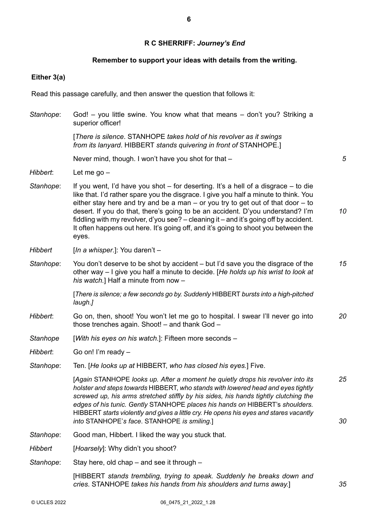 Cambridge IGCSE English - Literature in English 0475 2022 May/June Paper 2 · Variant 1 question paper, page 6 of 12