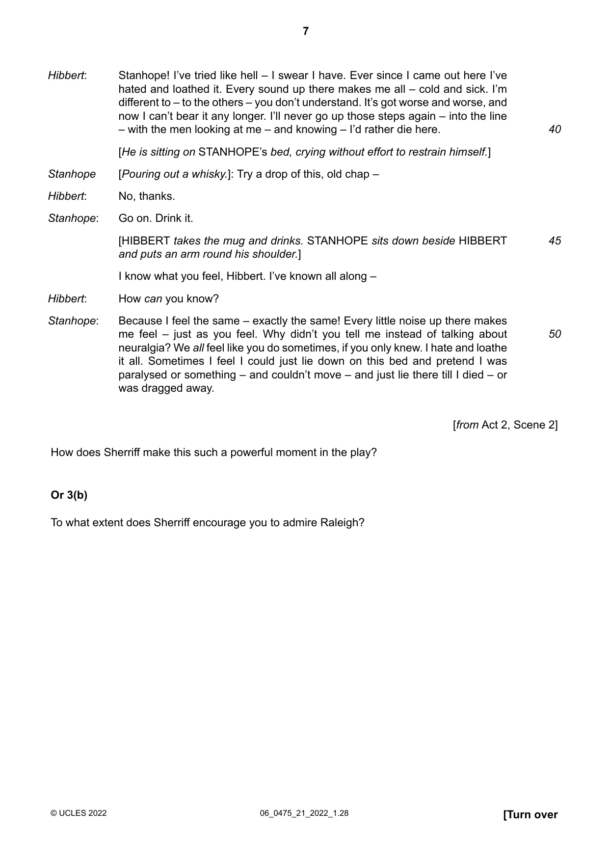 Cambridge IGCSE English - Literature in English 0475 2022 May/June Paper 2 · Variant 1 question paper, page 7 of 12