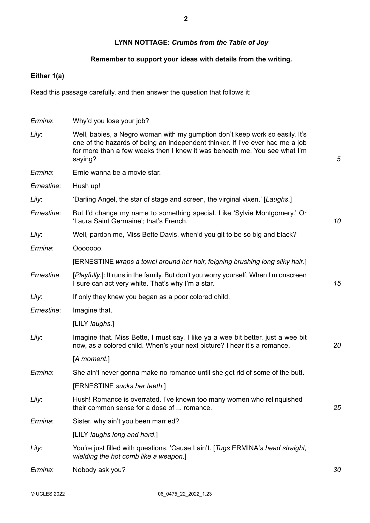 Cambridge IGCSE English - Literature in English 0475 2022 May/June Paper 2 · Variant 2 question paper, page 2 of 12