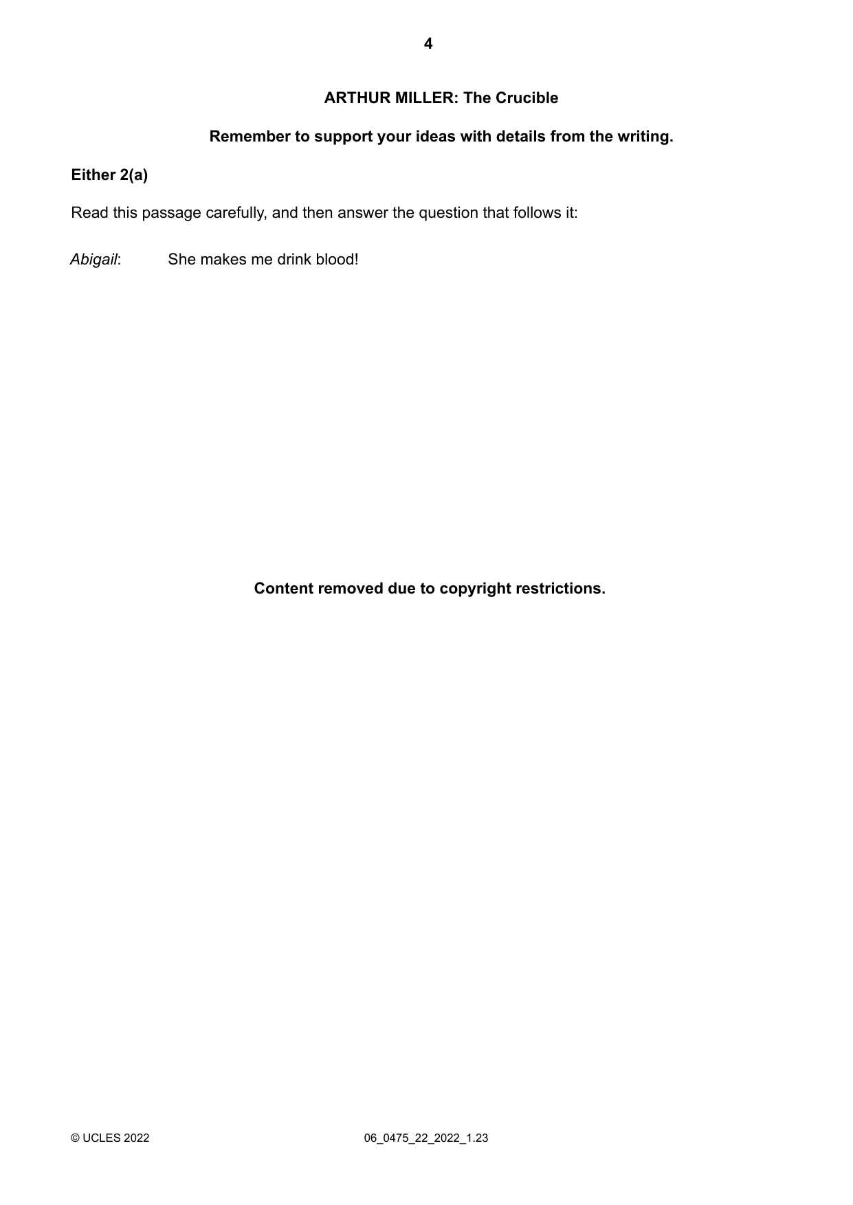 Cambridge IGCSE English - Literature in English 0475 2022 May/June Paper 2 · Variant 2 question paper, page 4 of 12