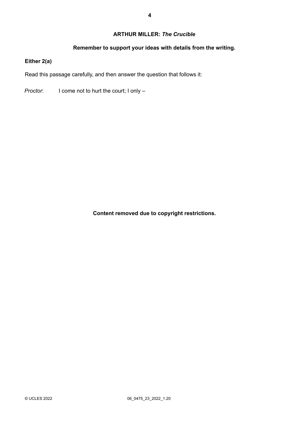 Cambridge IGCSE English - Literature in English 0475 2022 May/June Paper 2 · Variant 3 question paper, page 4 of 12