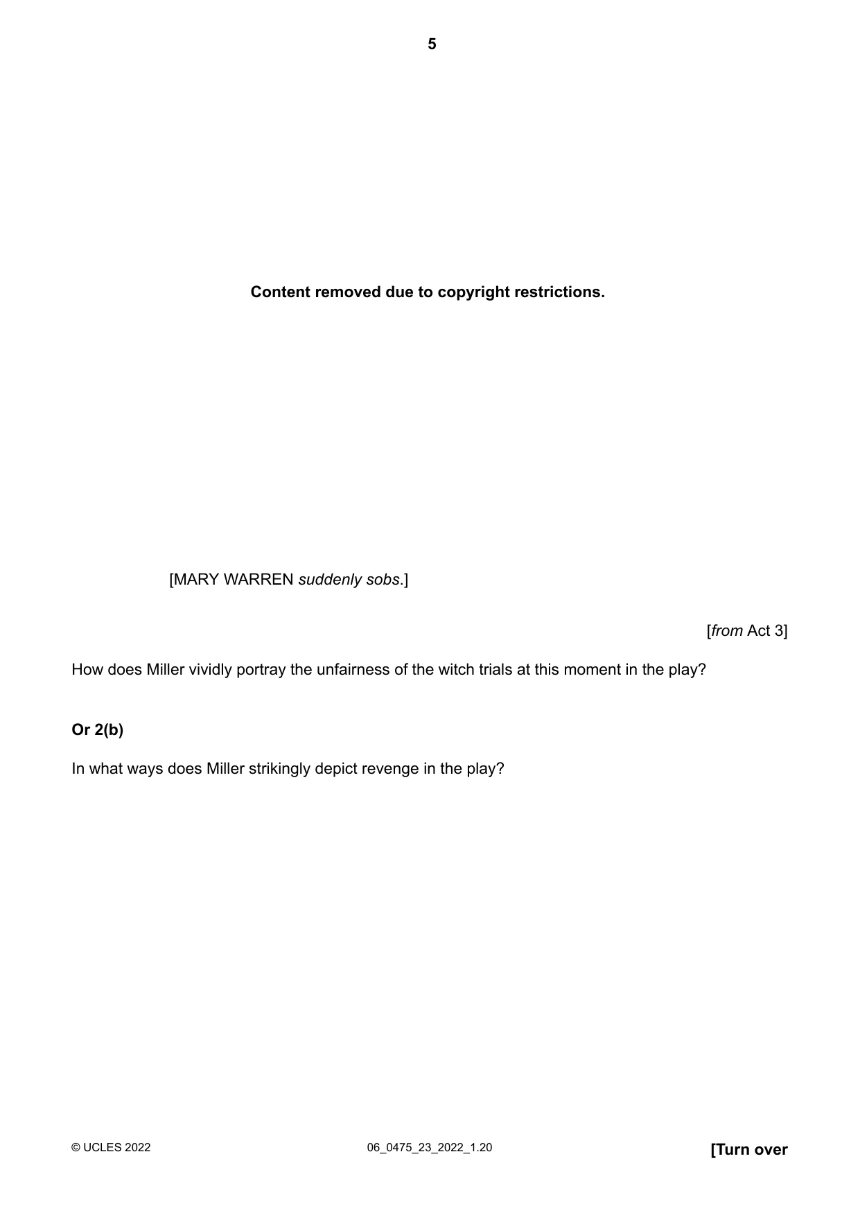 Cambridge IGCSE English - Literature in English 0475 2022 May/June Paper 2 · Variant 3 question paper, page 5 of 12