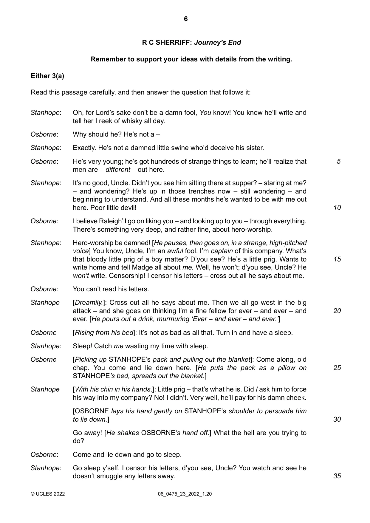 Cambridge IGCSE English - Literature in English 0475 2022 May/June Paper 2 · Variant 3 question paper, page 6 of 12