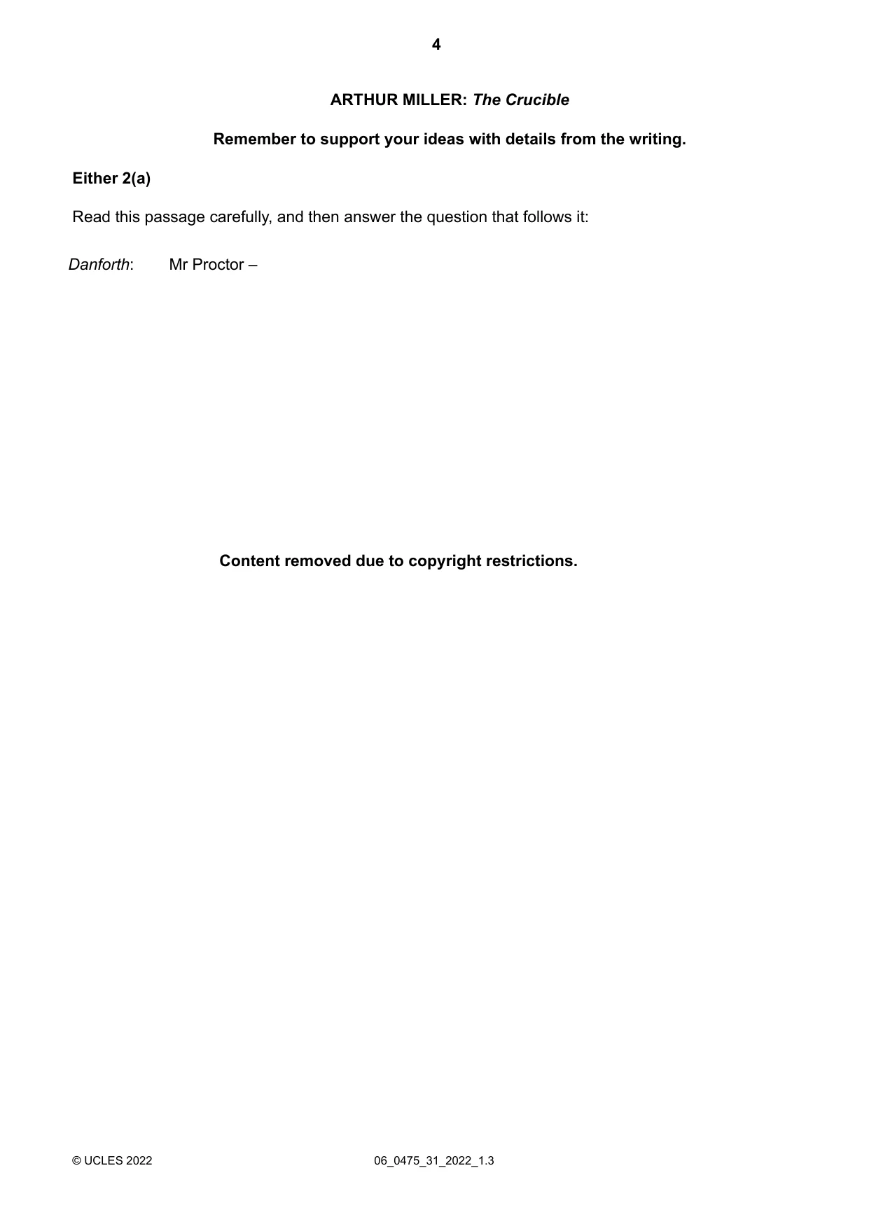 Cambridge IGCSE English - Literature in English 0475 2022 May/June Paper 3 · Variant 1 question paper, page 4 of 12
