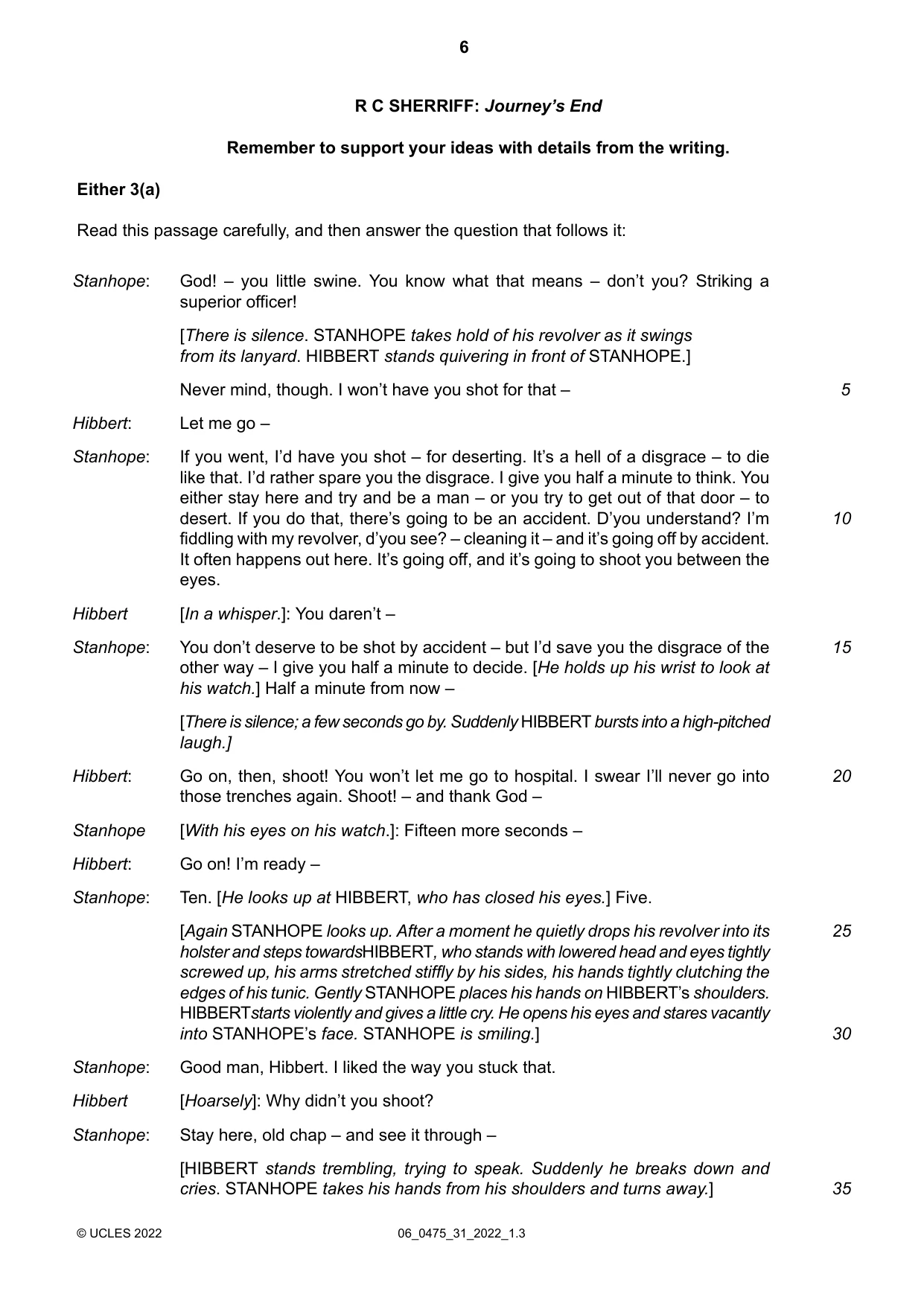 Cambridge IGCSE English - Literature in English 0475 2022 May/June Paper 3 · Variant 1 question paper, page 6 of 12