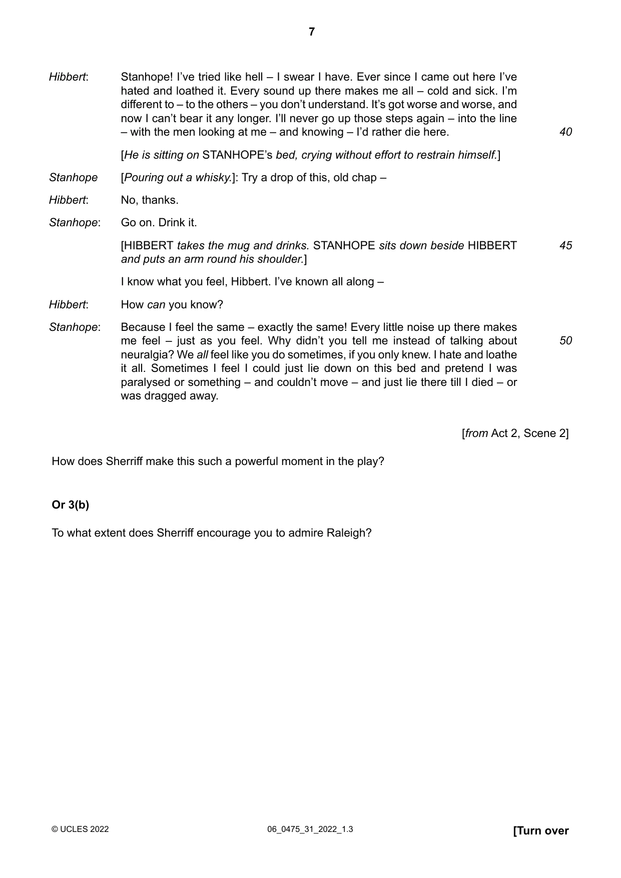 Cambridge IGCSE English - Literature in English 0475 2022 May/June Paper 3 · Variant 1 question paper, page 7 of 12