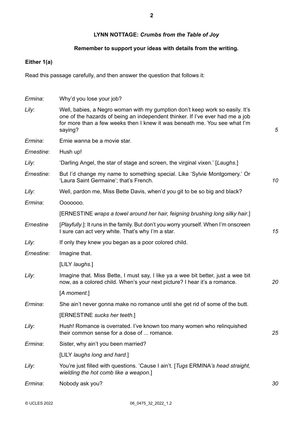 Cambridge IGCSE English - Literature in English 0475 2022 May/June Paper 3 · Variant 2 question paper, page 2 of 12