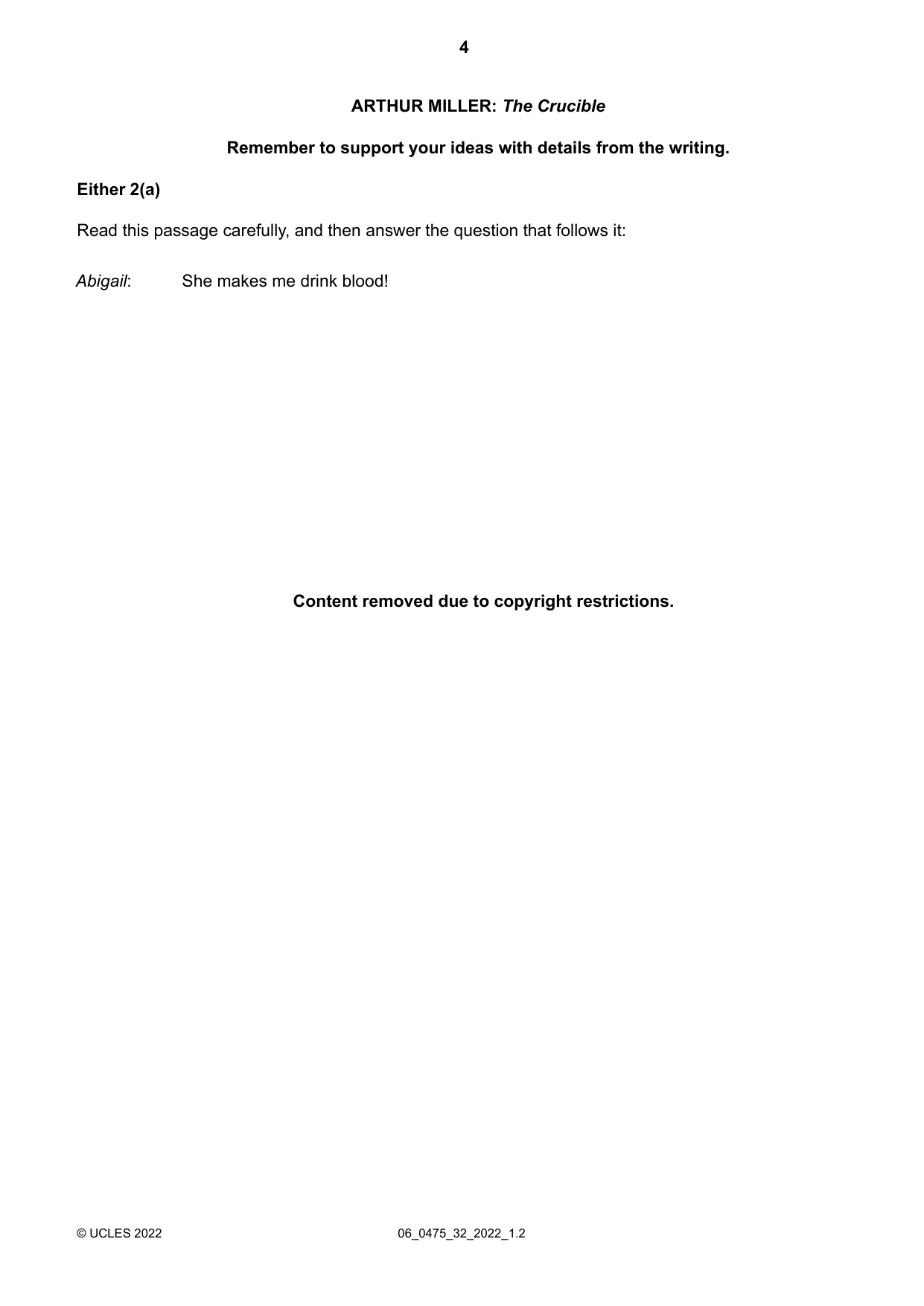 Cambridge IGCSE English - Literature in English 0475 2022 May/June Paper 3 · Variant 2 question paper, page 4 of 12