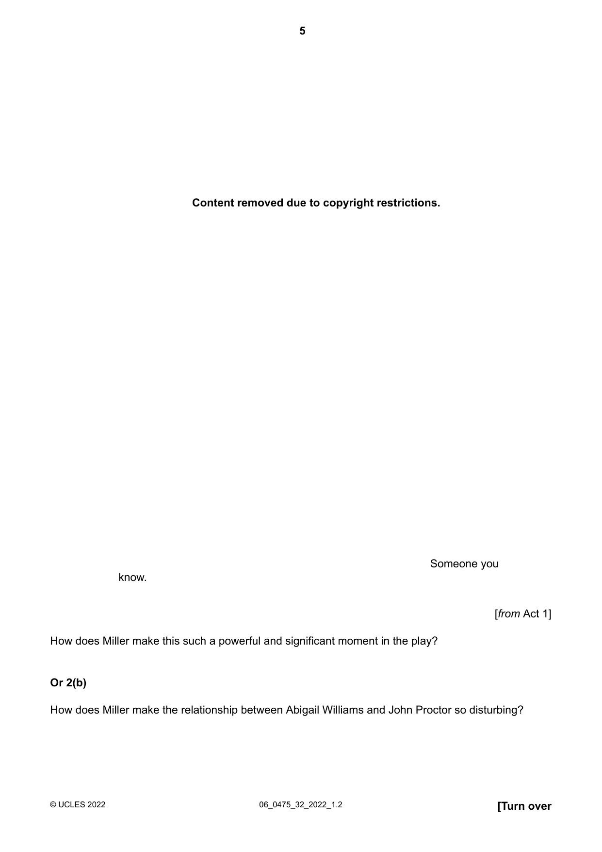 Cambridge IGCSE English - Literature in English 0475 2022 May/June Paper 3 · Variant 2 question paper, page 5 of 12