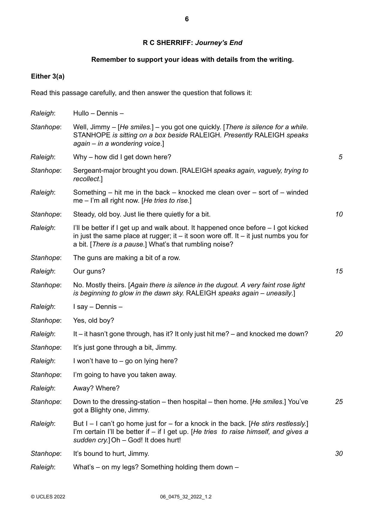Cambridge IGCSE English - Literature in English 0475 2022 May/June Paper 3 · Variant 2 question paper, page 6 of 12