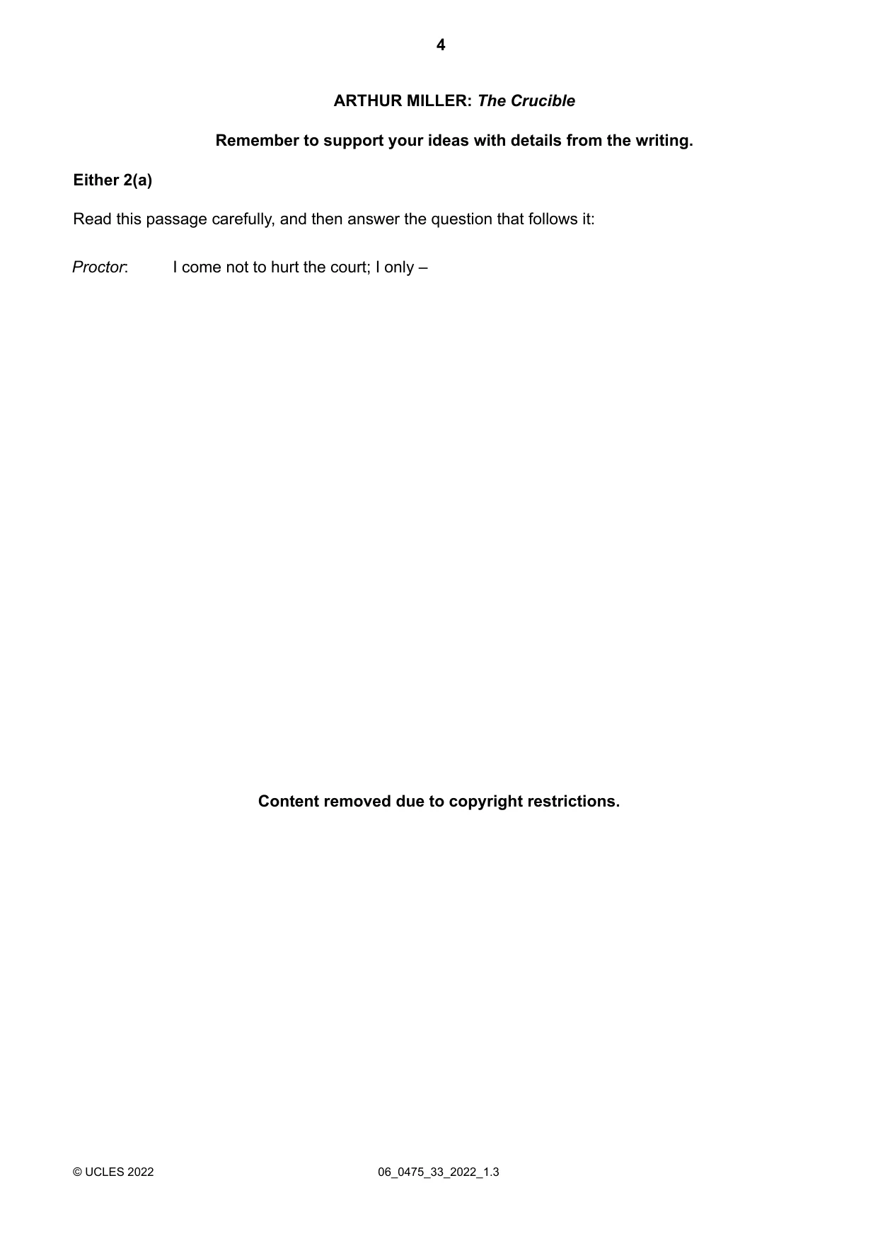 Cambridge IGCSE English - Literature in English 0475 2022 May/June Paper 3 · Variant 3 question paper, page 4 of 12