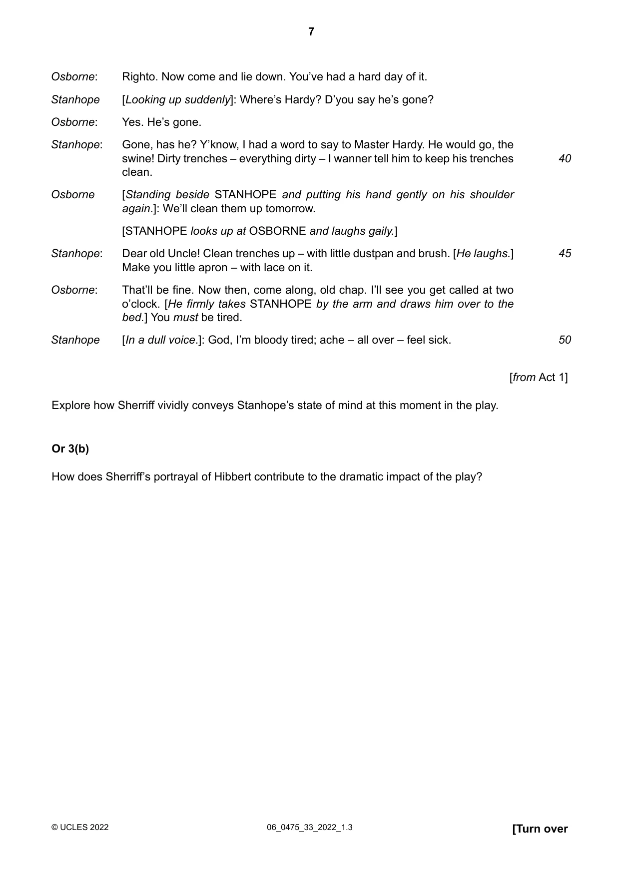 Cambridge IGCSE English - Literature in English 0475 2022 May/June Paper 3 · Variant 3 question paper, page 7 of 12