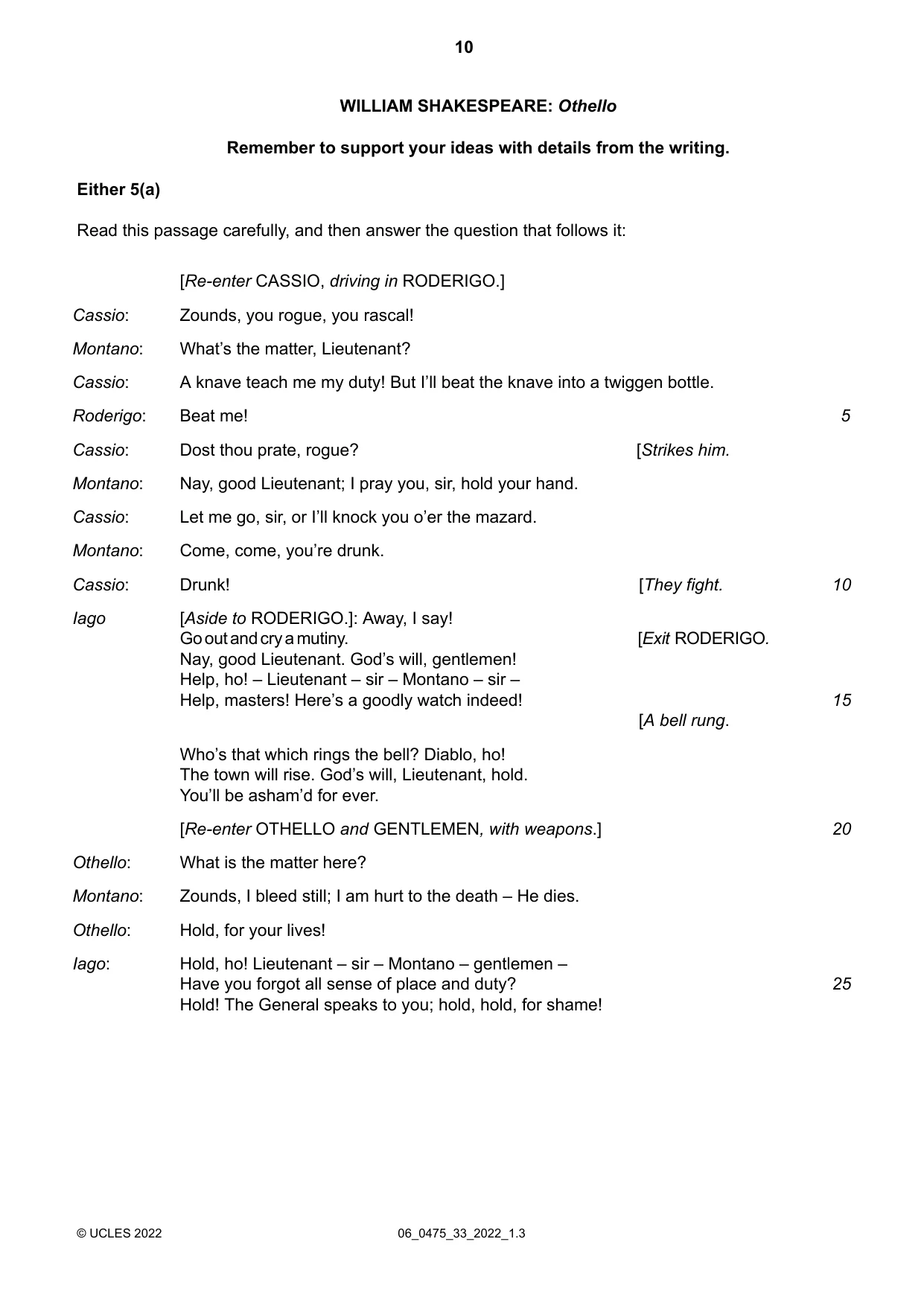Cambridge IGCSE English - Literature in English 0475 2022 May/June Paper 3 · Variant 3 question paper, page 10 of 12