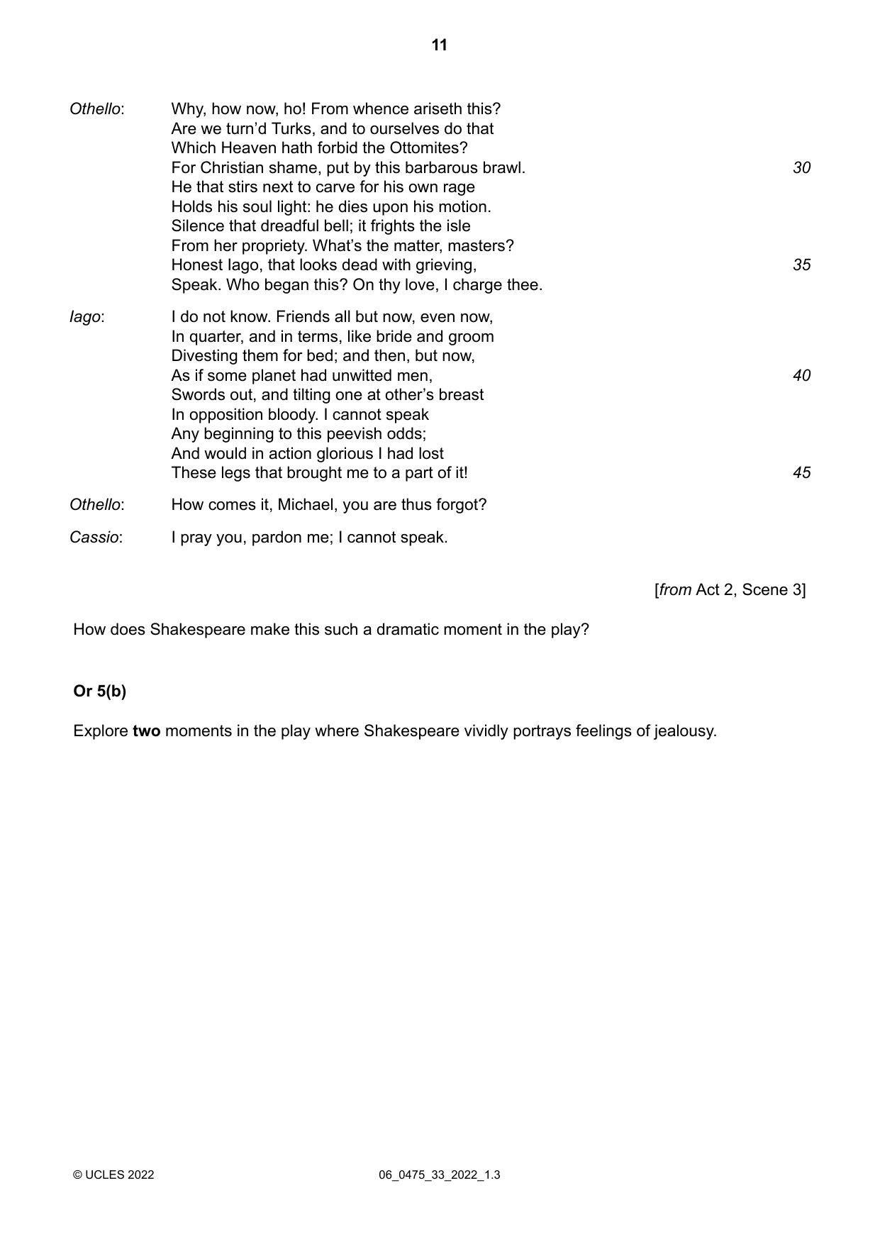 Cambridge IGCSE English - Literature in English 0475 2022 May/June Paper 3 · Variant 3 question paper, page 11 of 12
