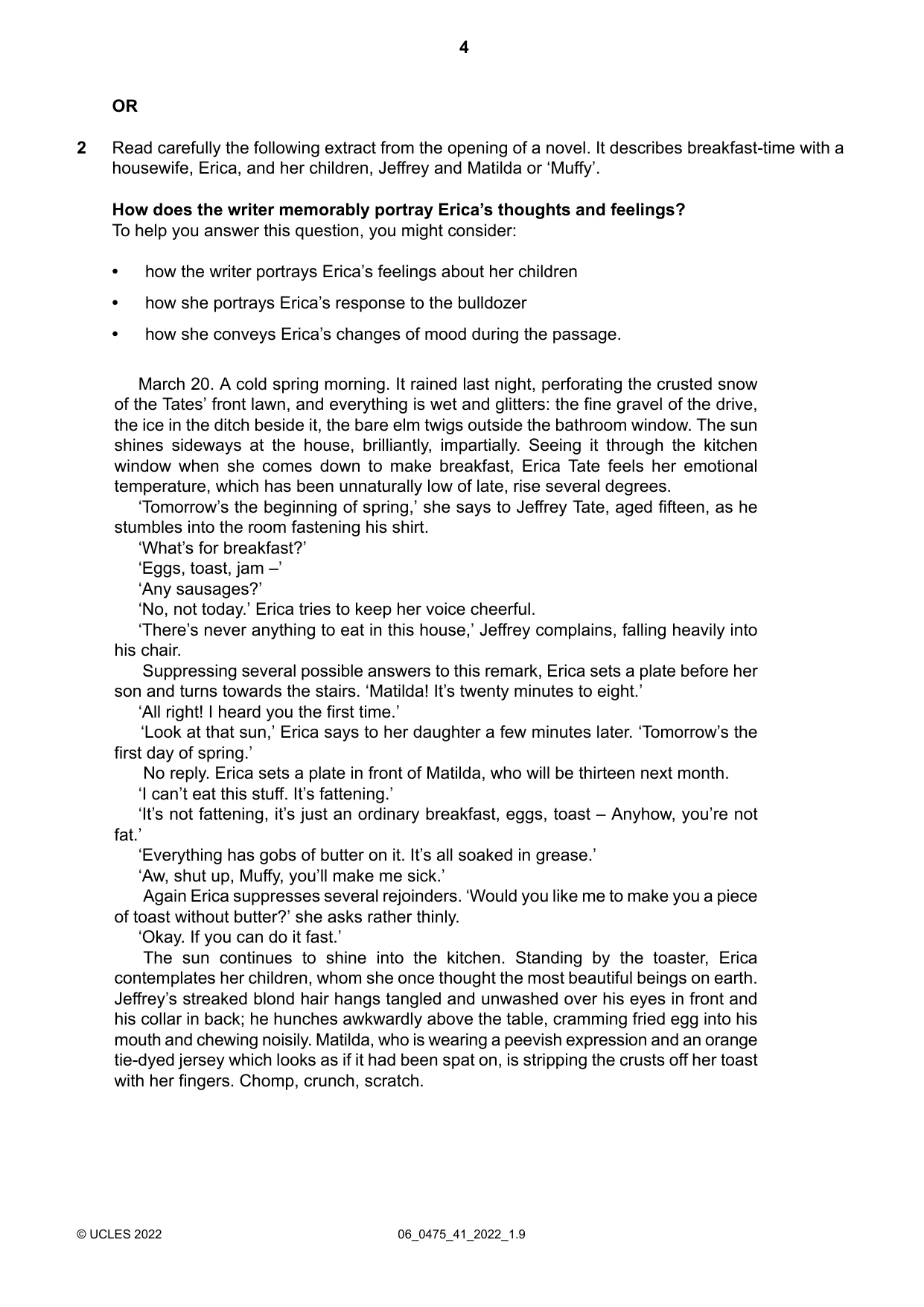 Cambridge IGCSE English - Literature in English 0475 2022 May/June Paper 4 · Variant 1 question paper, page 4 of 8