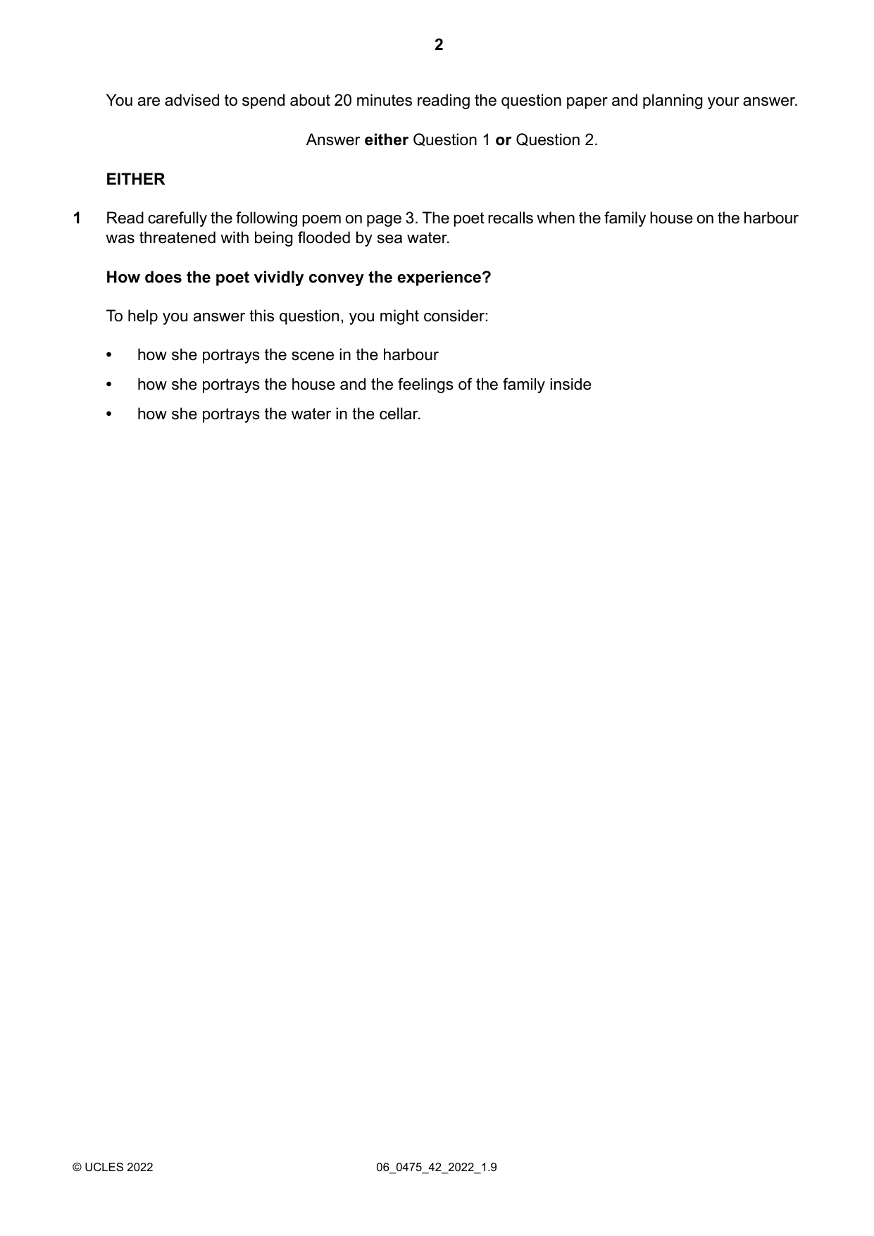 Cambridge IGCSE English - Literature in English 0475 2022 May/June Paper 4 · Variant 2 question paper, page 2 of 8