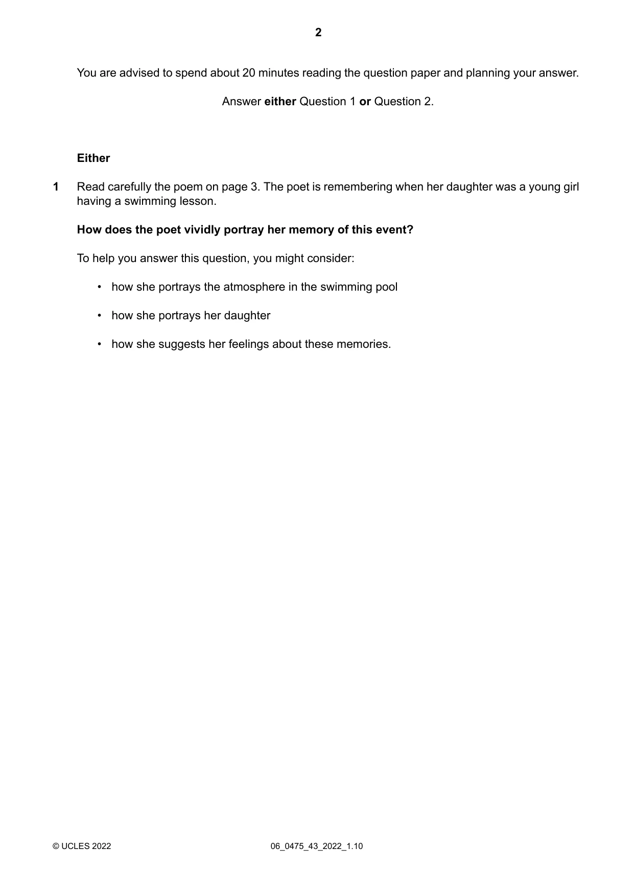 Cambridge IGCSE English - Literature in English 0475 2022 May/June Paper 4 · Variant 3 question paper, page 2 of 8