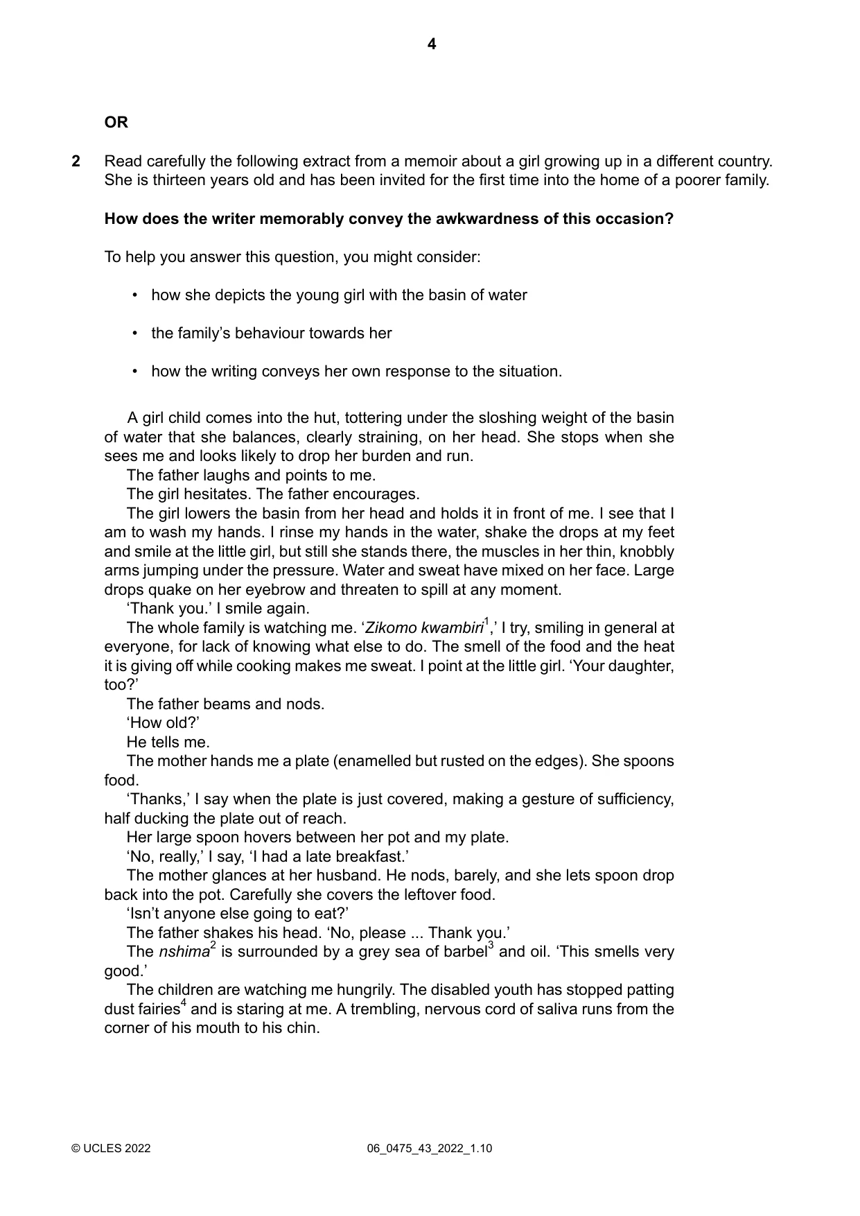Cambridge IGCSE English - Literature in English 0475 2022 May/June Paper 4 · Variant 3 question paper, page 4 of 8