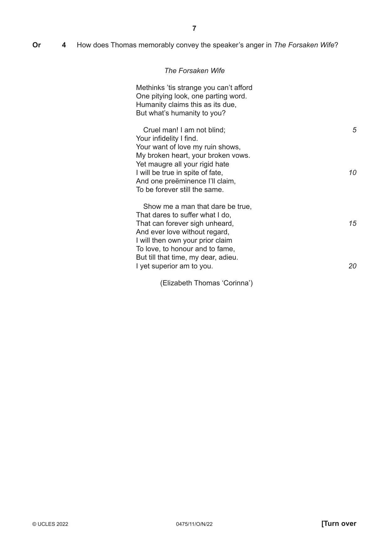 Cambridge IGCSE English - Literature in English 0475 2022 Oct/Nov Paper 1 · Variant 1 question paper, page 7 of 28