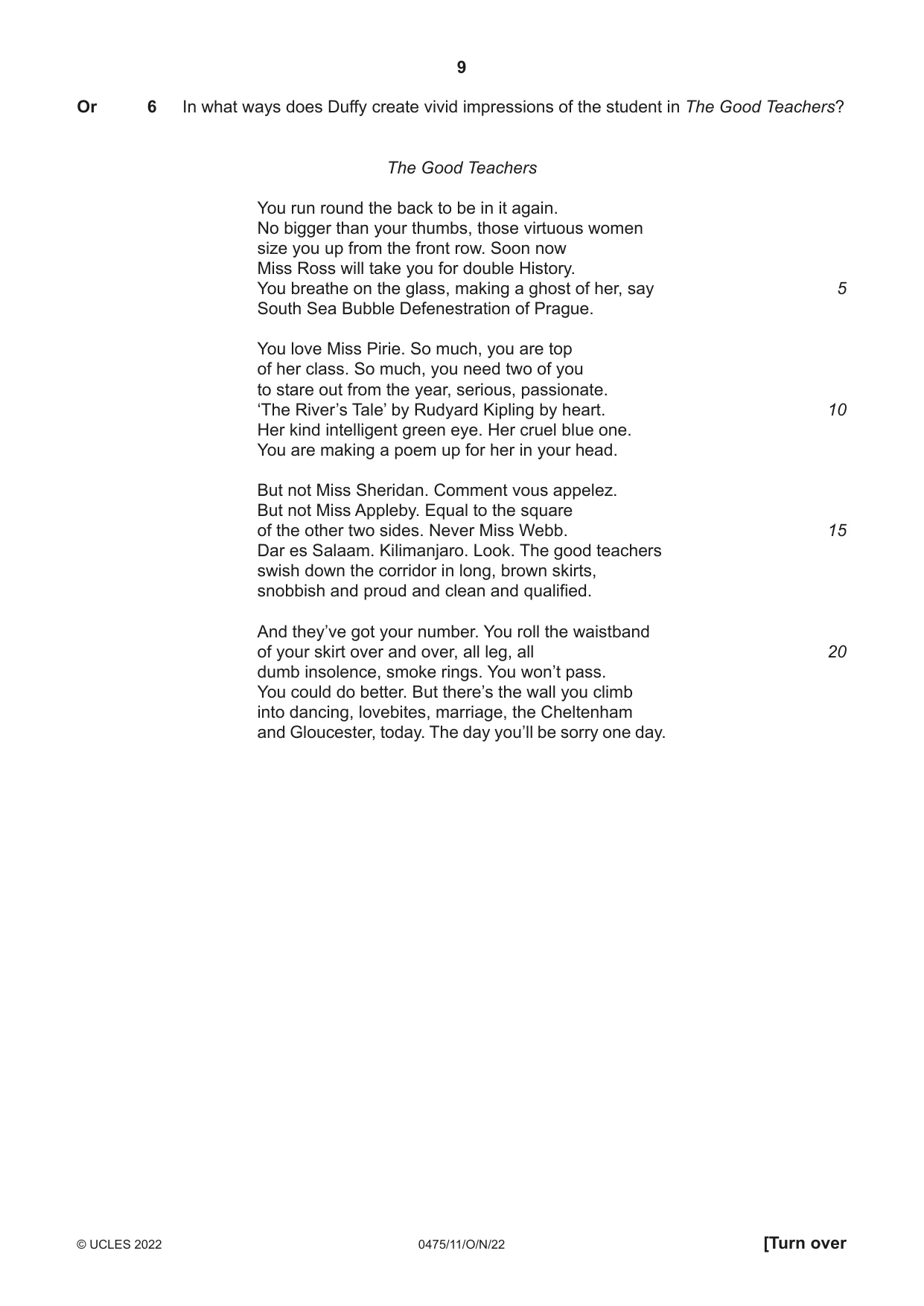 Cambridge IGCSE English - Literature in English 0475 2022 Oct/Nov Paper 1 · Variant 1 question paper, page 9 of 28