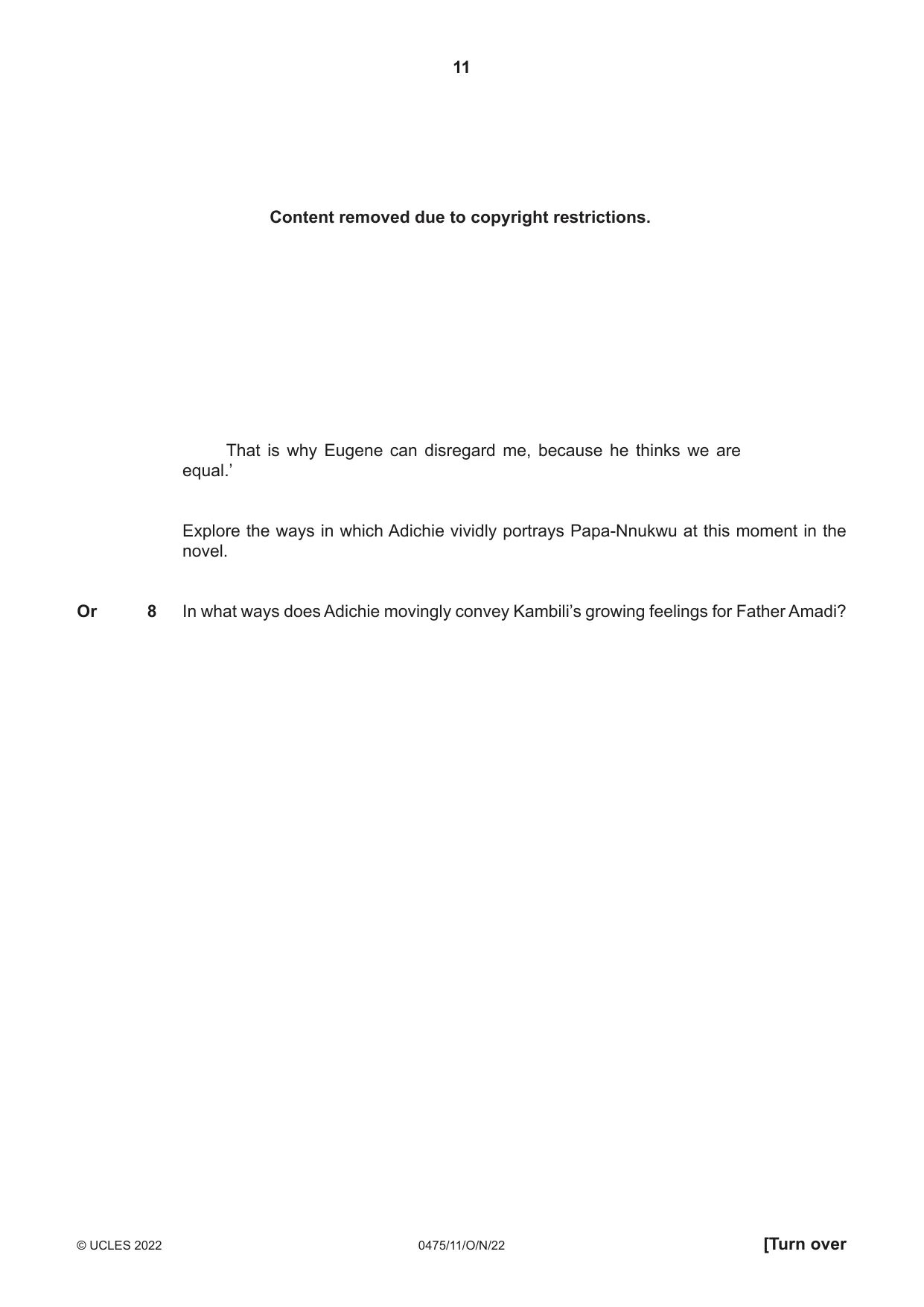 Cambridge IGCSE English - Literature in English 0475 2022 Oct/Nov Paper 1 · Variant 1 question paper, page 11 of 28