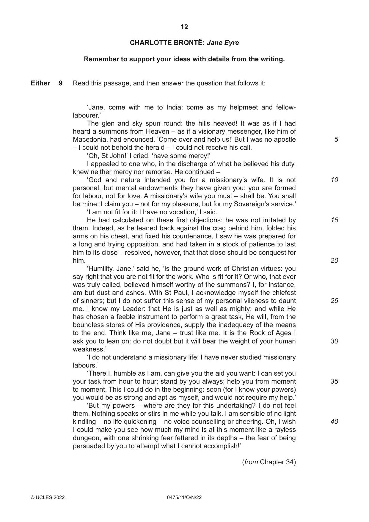 Cambridge IGCSE English - Literature in English 0475 2022 Oct/Nov Paper 1 · Variant 1 question paper, page 12 of 28