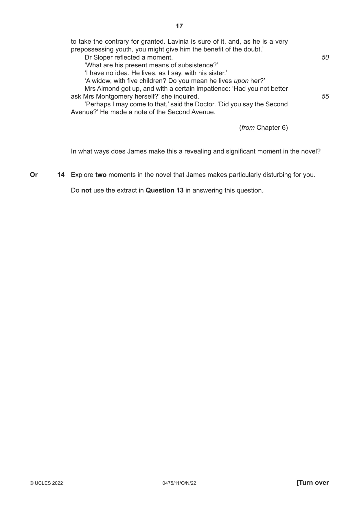 Cambridge IGCSE English - Literature in English 0475 2022 Oct/Nov Paper 1 · Variant 1 question paper, page 17 of 28
