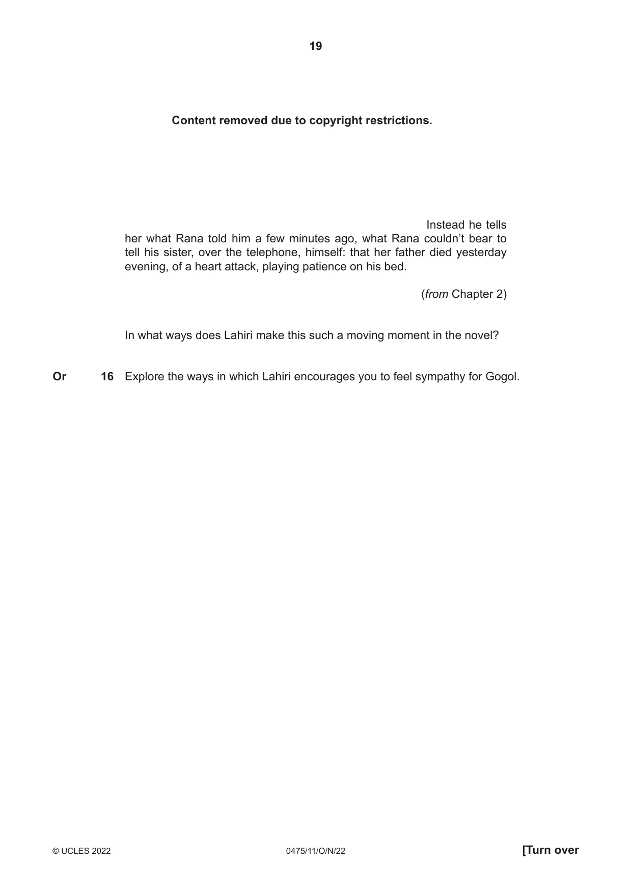 Cambridge IGCSE English - Literature in English 0475 2022 Oct/Nov Paper 1 · Variant 1 question paper, page 19 of 28