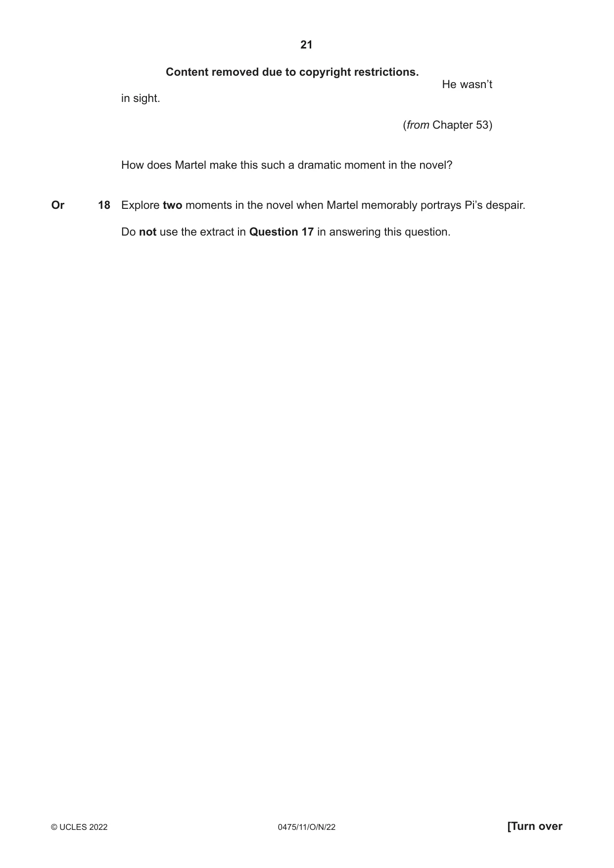 Cambridge IGCSE English - Literature in English 0475 2022 Oct/Nov Paper 1 · Variant 1 question paper, page 21 of 28